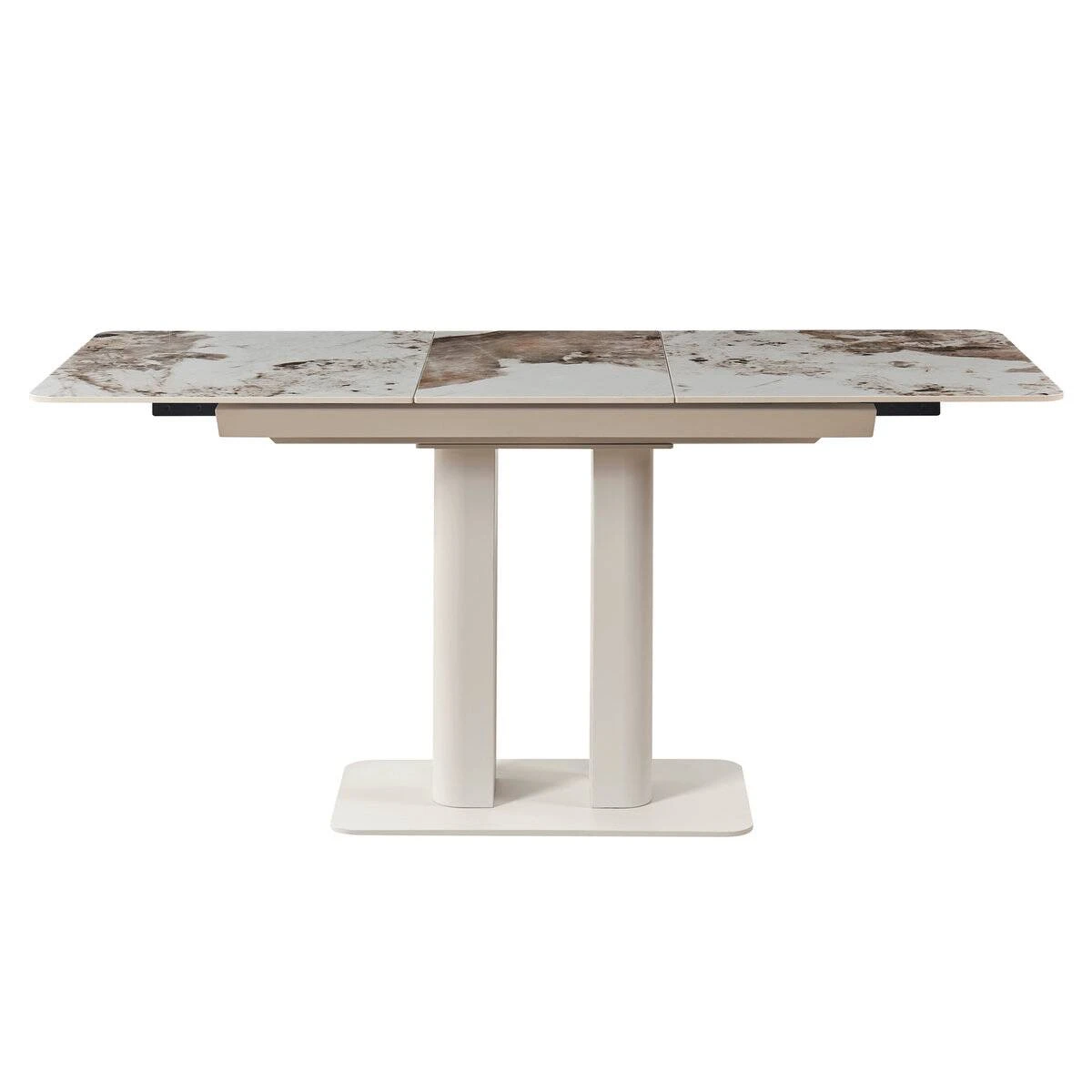 Стіл обідній розкладний Rotterdam Ceramic 120-160x75x76 білий глянець/кашемір