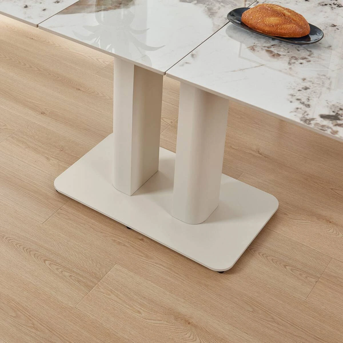 Стіл обідній розкладний Rotterdam Ceramic 120-160x75x76 білий глянець/кашемір
