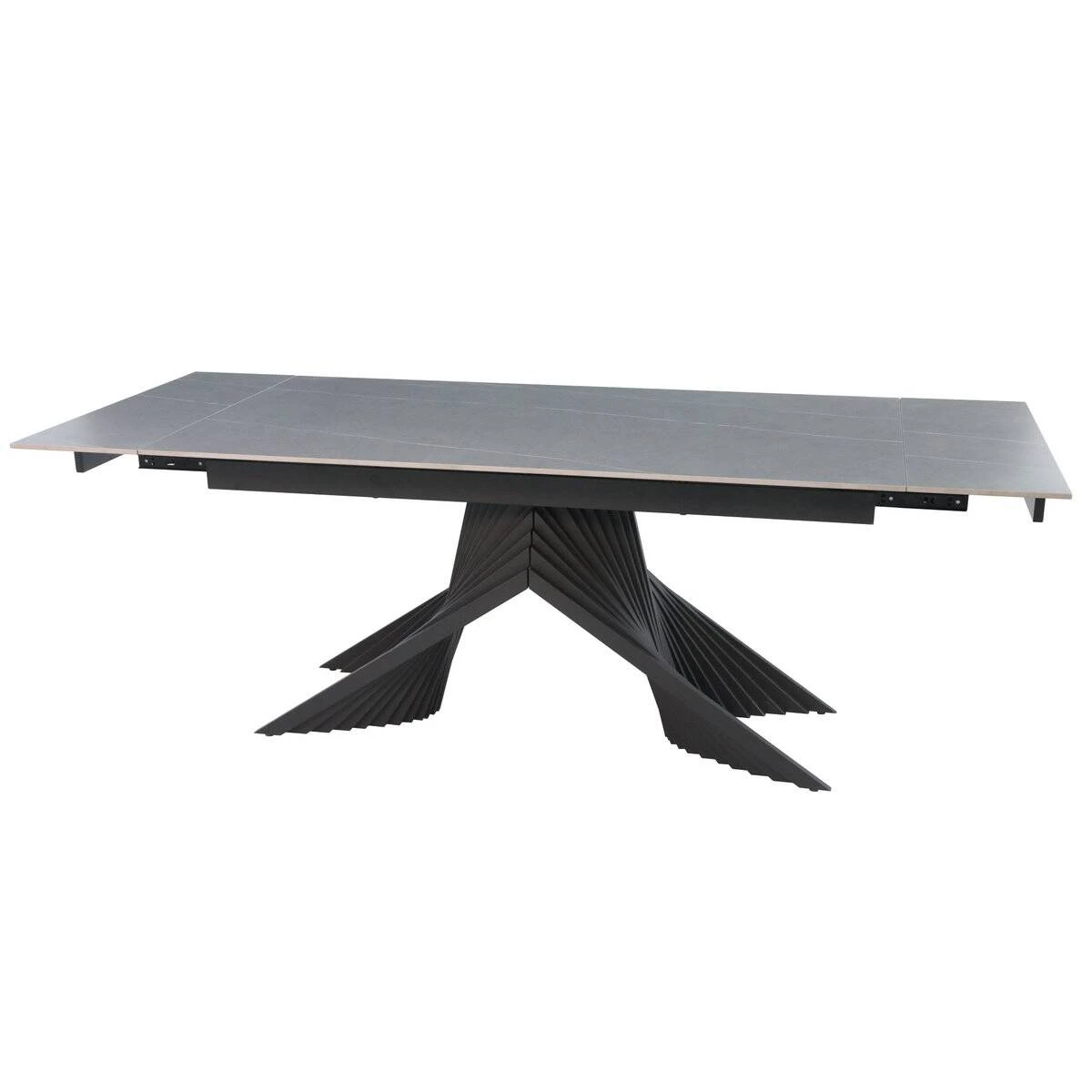 Стіл обідній розкладний Rosario Ceramic 160-220x90x76 сірий матовий/чорний каркас