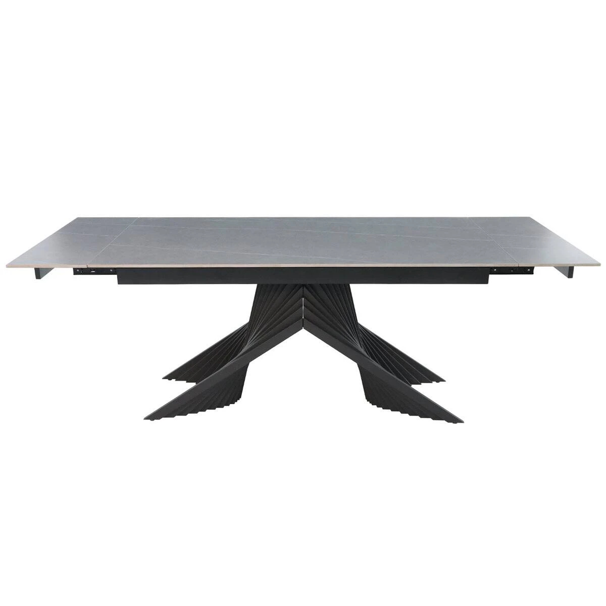 Стіл обідній розкладний Rosario Ceramic 160-220x90x76 сірий матовий/чорний каркас