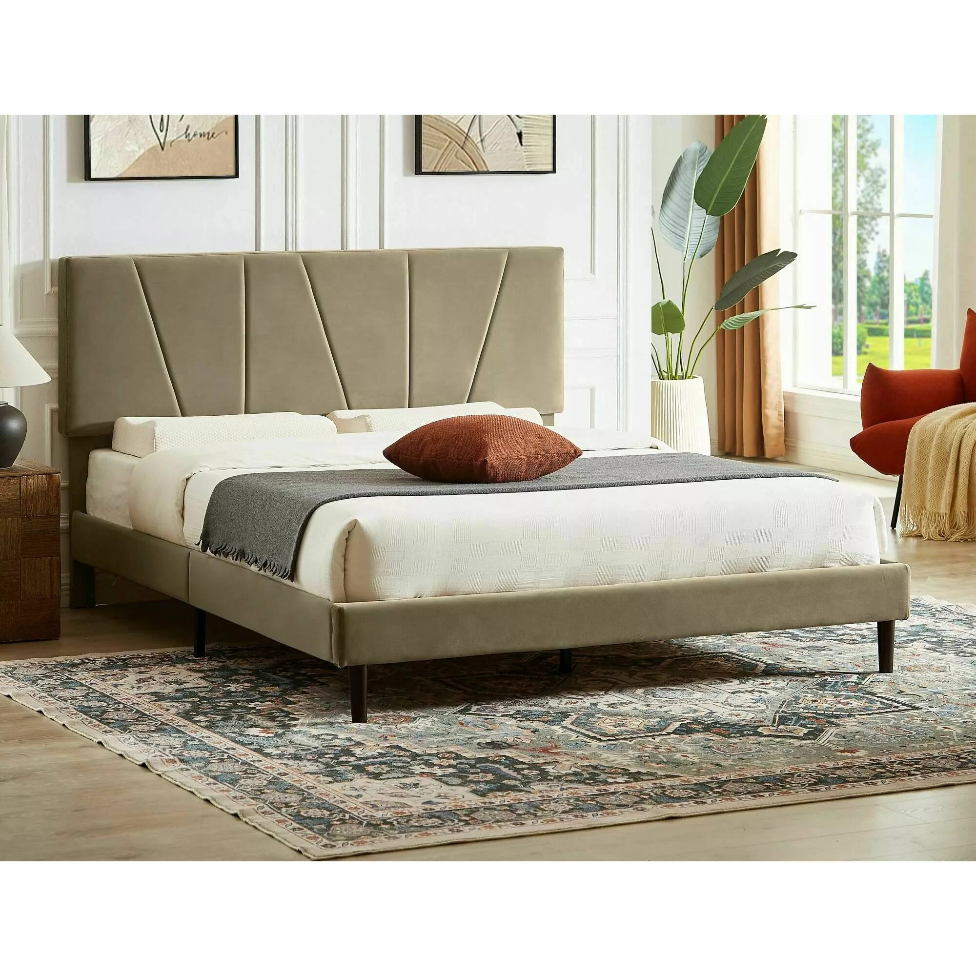 Ліжко полуторне Signal SAVANA VELVET 140X200 Бежевий BLUVEL 28 SAVANAV140BE