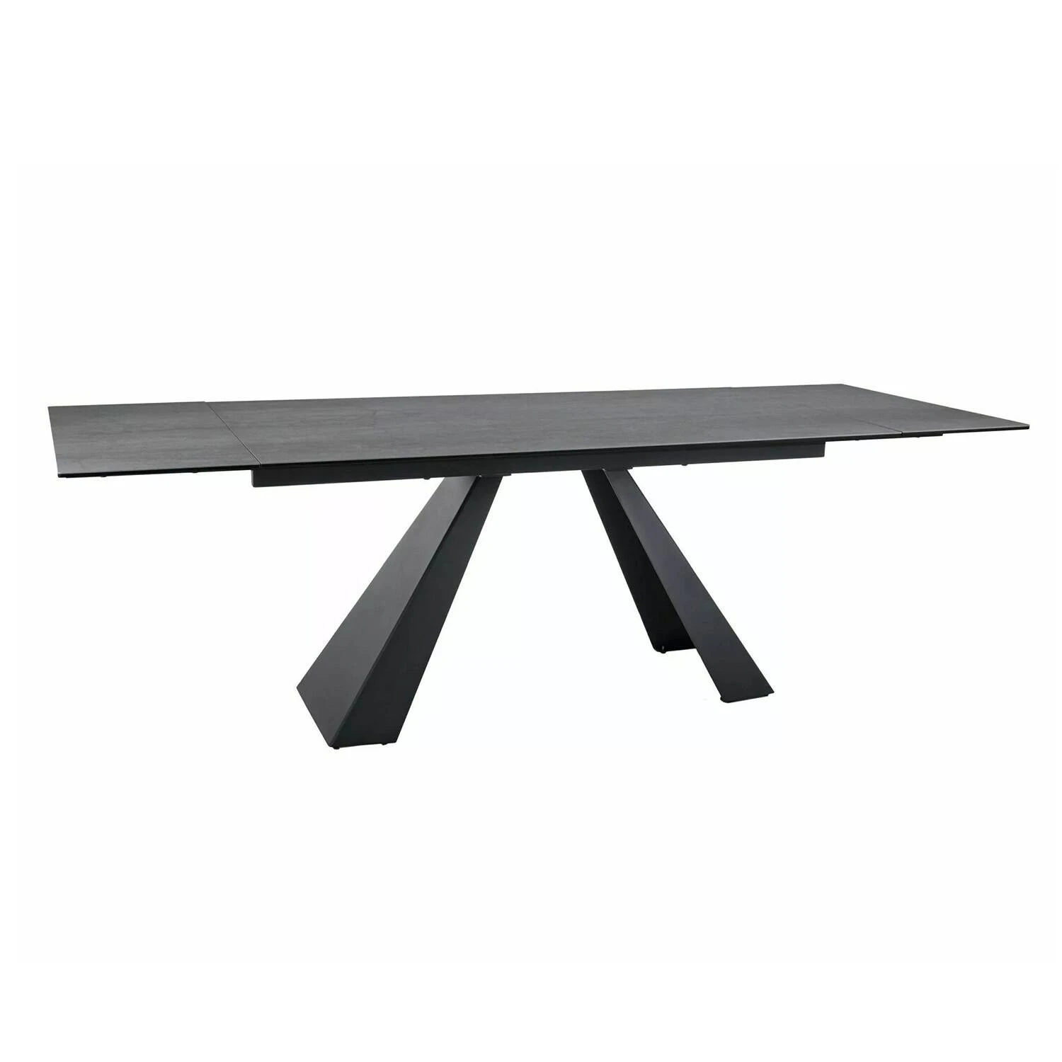 Стіл обідній розкладний Signal Salvadore Ceramic 160-240x90x77 світло-сірий pietra di savoia/чорний мат