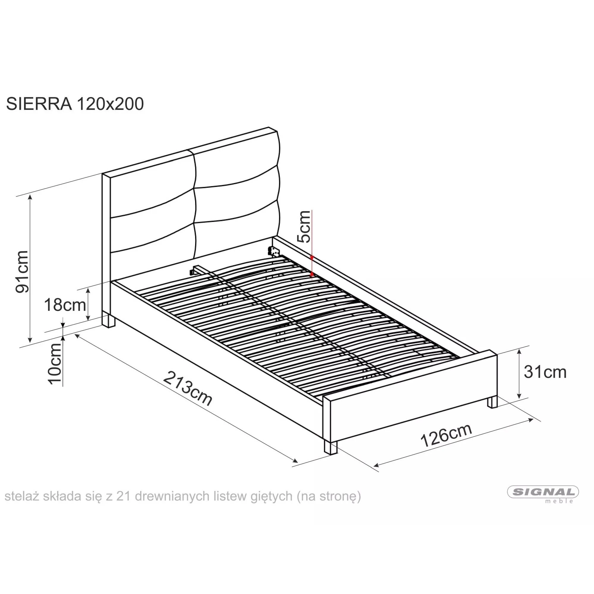 Ліжко односпальне Signal SIERRA VELVET 120x200 Бежевий / Дуб TAP.192 SIERRAV120BED