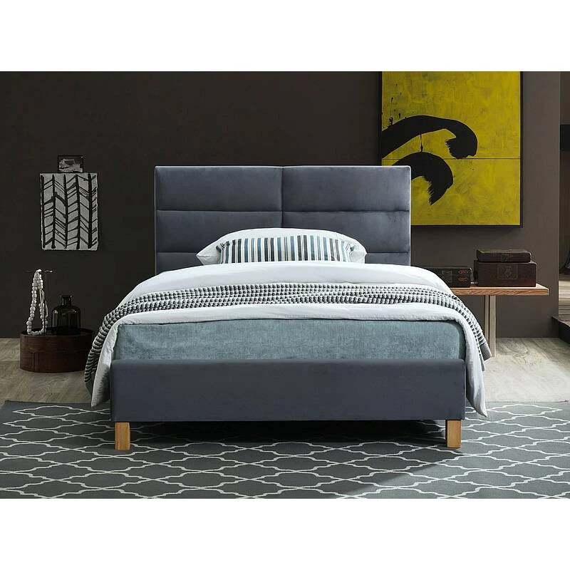 Ліжко односпальне Signal SIERRA VELVET 120x200 колір сірий / дуб TAP.150 SIERRAV120SZD