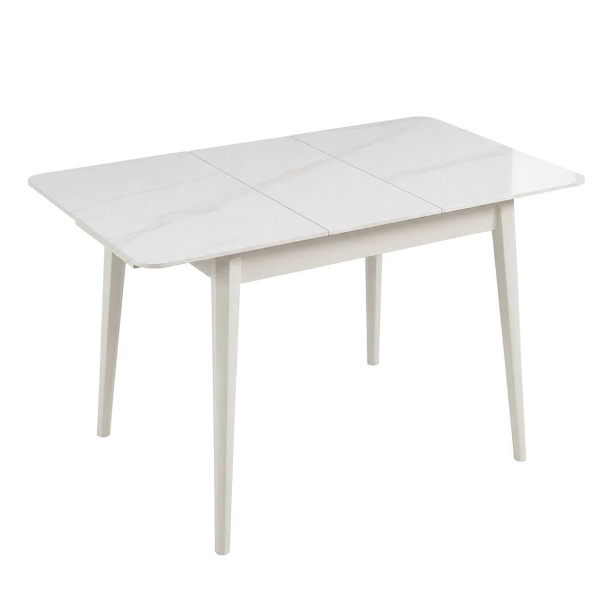 Стіл обідній розкладний Tallinn Ceramic 90-120x70x75 білий глянець/кашемір