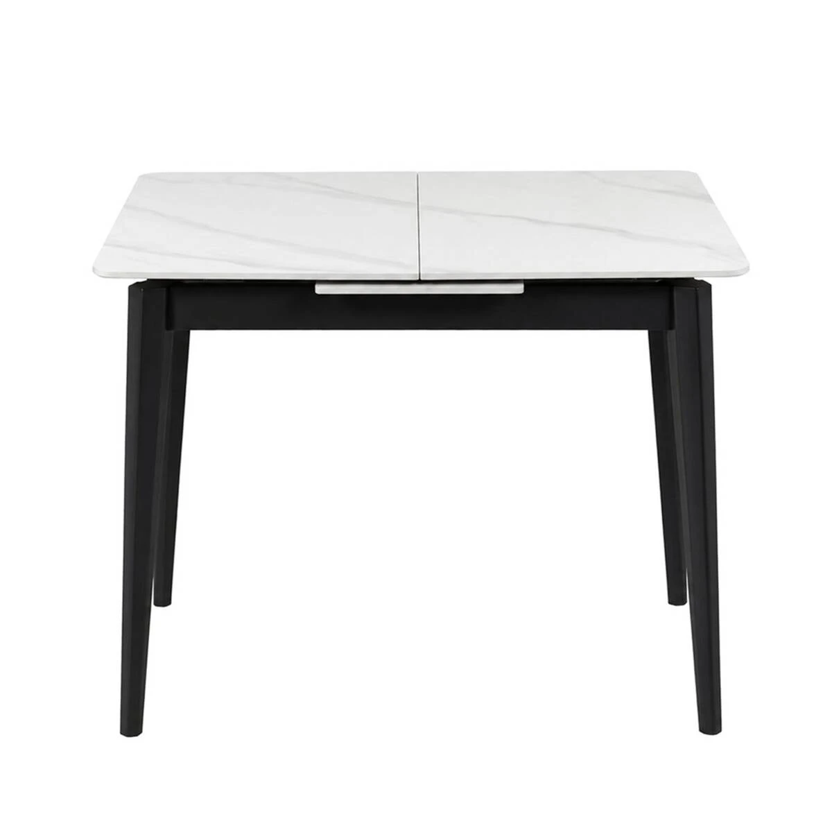 Стіл обідній розкладний Tallinn Ceramic 90-120x70x75 білий/чорний каркас