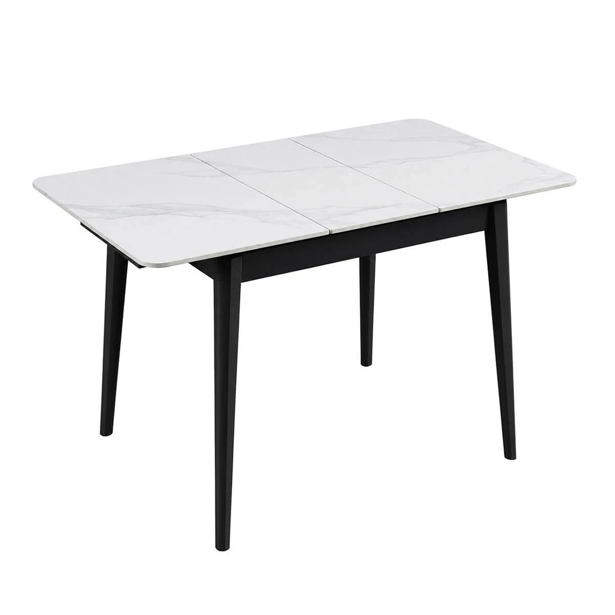 Стіл обідній розкладний Tallinn Ceramic 90-120x70x75 білий/чорний каркас