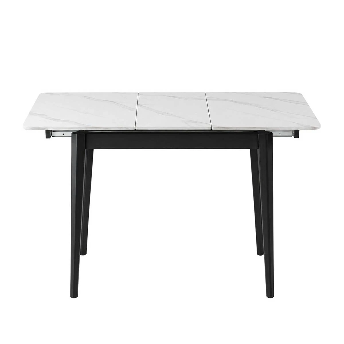 Стіл обідній розкладний Tallinn Ceramic 90-120x70x75 білий/чорний каркас