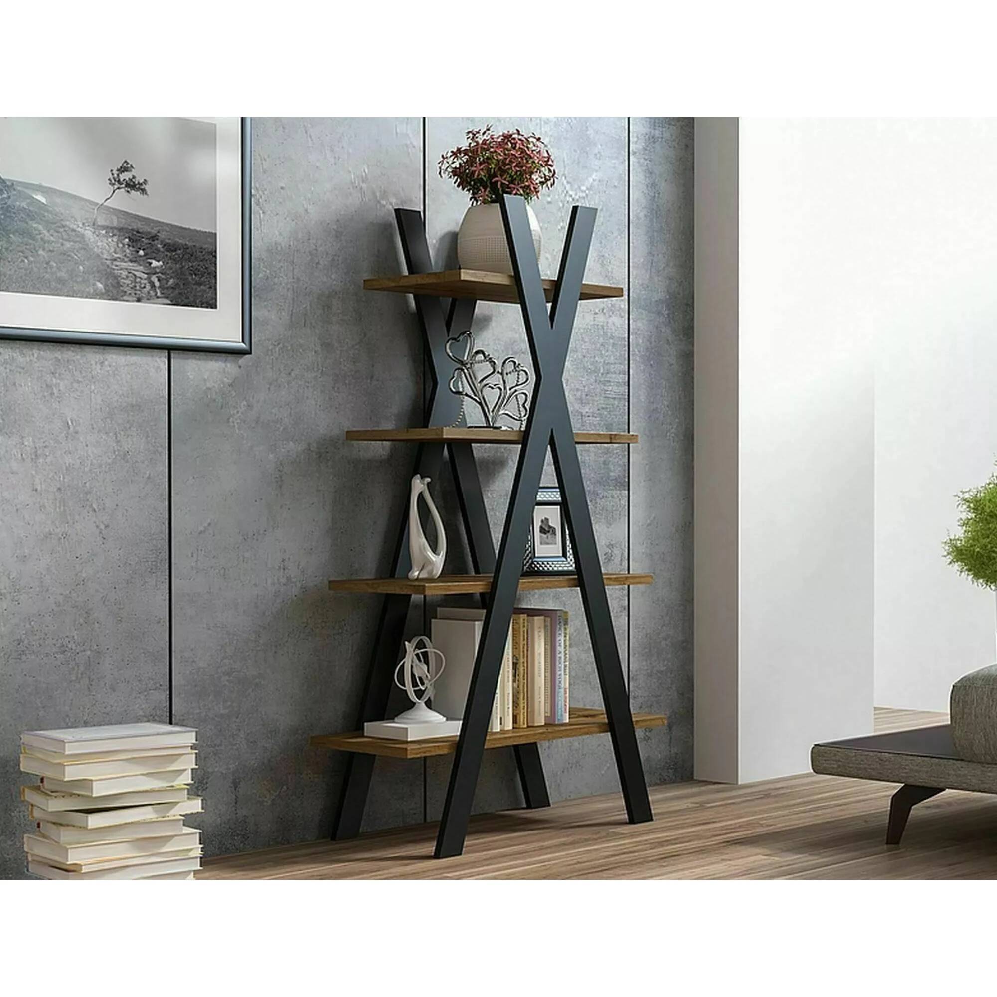 Стелаж Signal TIPI дуб вотан / чорний 136x80 TIPIDWC
