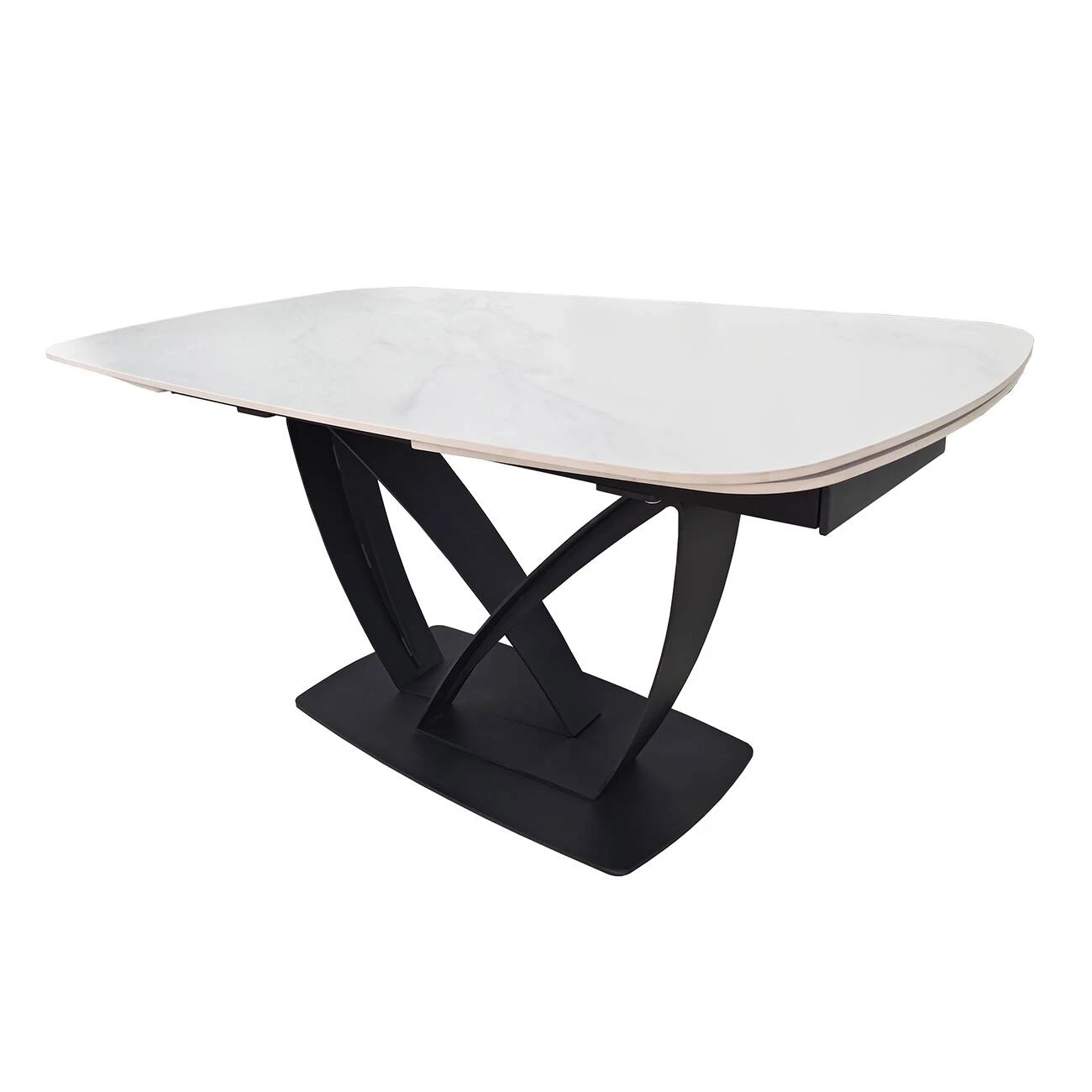 Стіл обідній розкладний Tyler Ceramic 160-240x90x75 білий матовий/чорний (кераміка+метал)