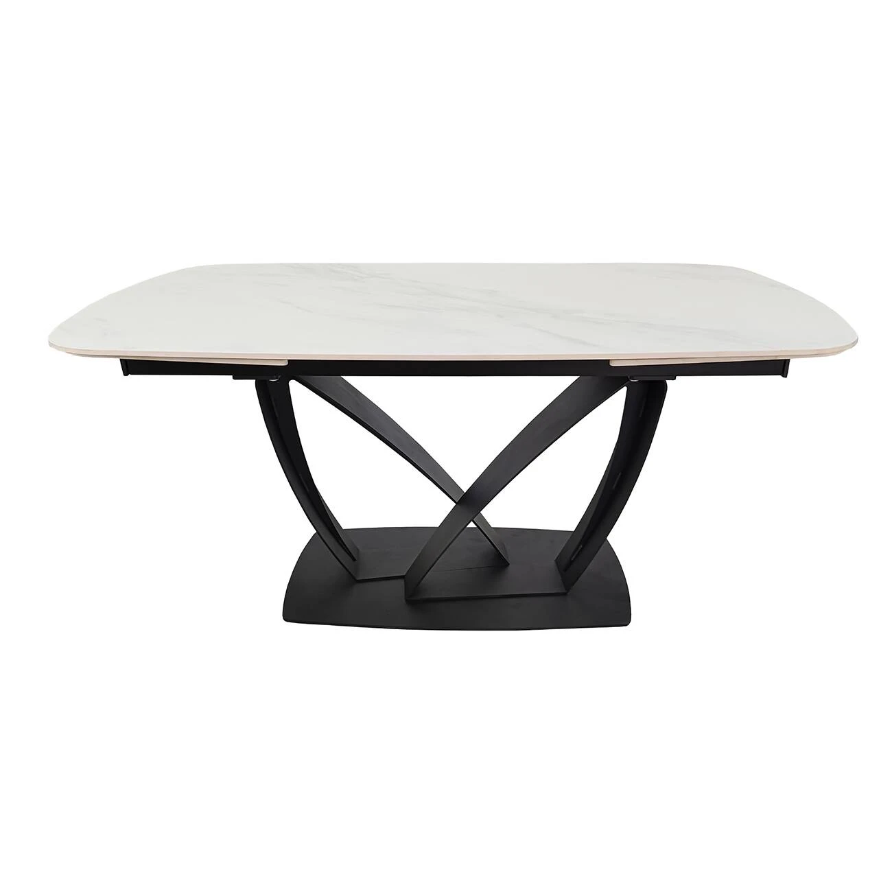 Стіл обідній розкладний Tyler Ceramic 160-240x90x75 білий матовий/чорний (кераміка+метал)