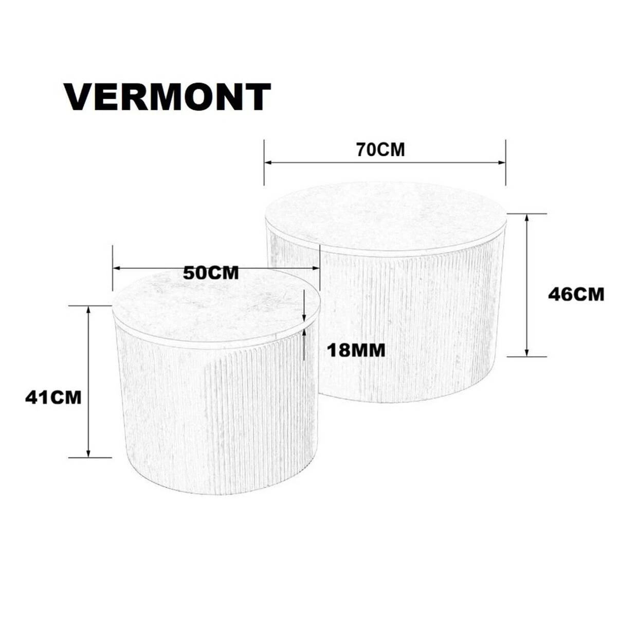 Комплект із 2 журнальних столів Vermont сірий ефект мармуру/дуб