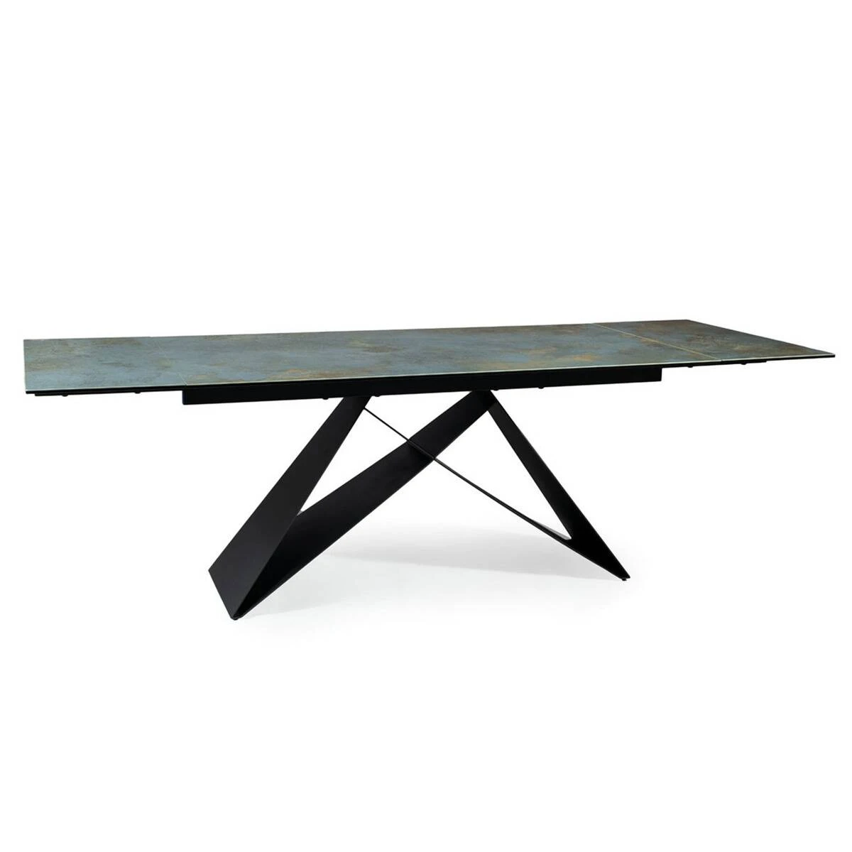 Стіл обідній розкладний Signal Westin Ceramic 160-240x90x77 бірюза ossido verde/чорний матовий