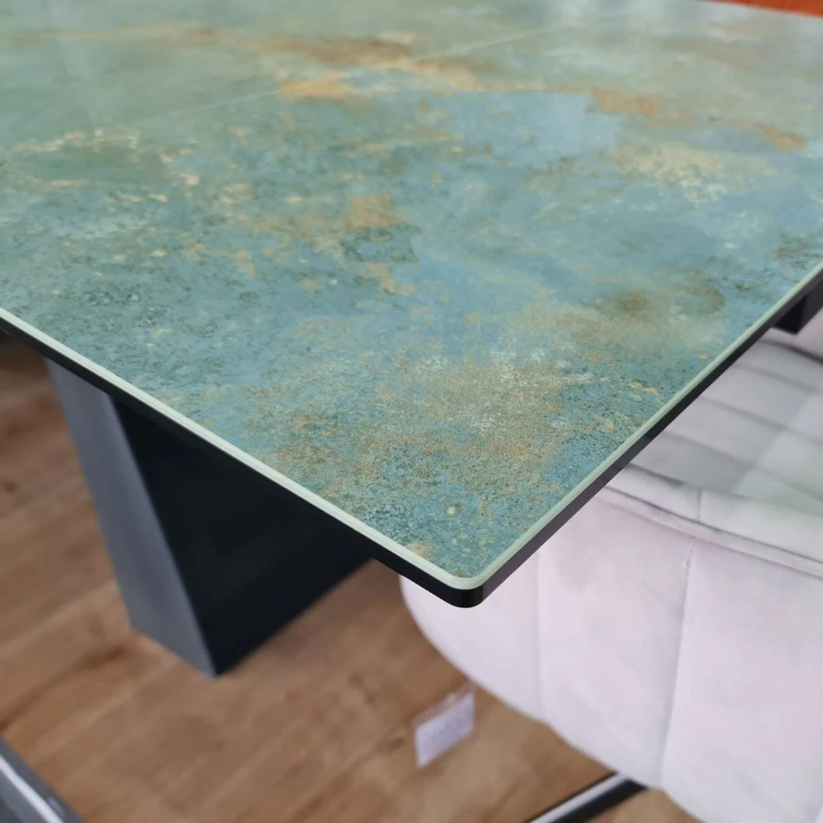 Стіл обідній розкладний Signal Westin Ceramic 160-240x90x77 бірюза ossido verde/чорний матовий