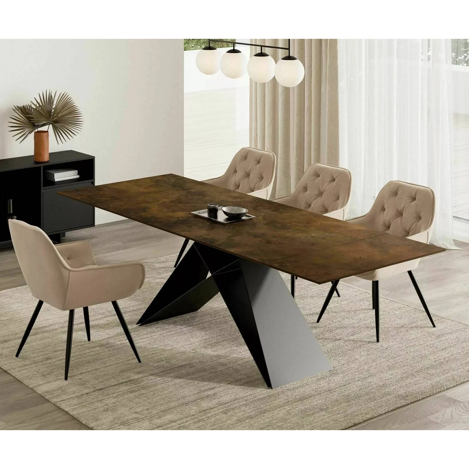 Стіл обідній розкладний Signal Westin Ceramic 160-240x90x77 коричневий ossido bruno/чорний матовий