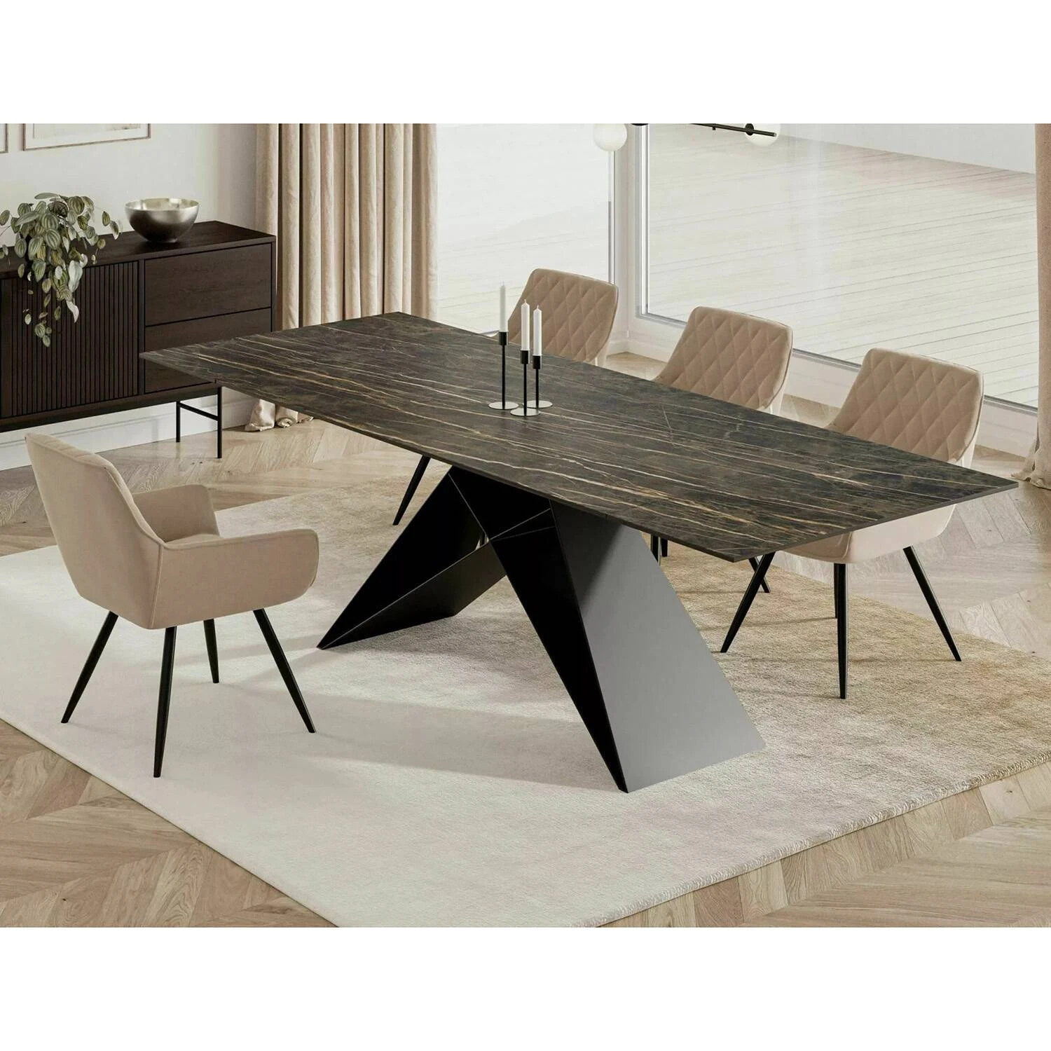 Стіл обідній розкладний Signal Westin Ceramic 160-240x90x77 чорний noir desire/чорний матовий