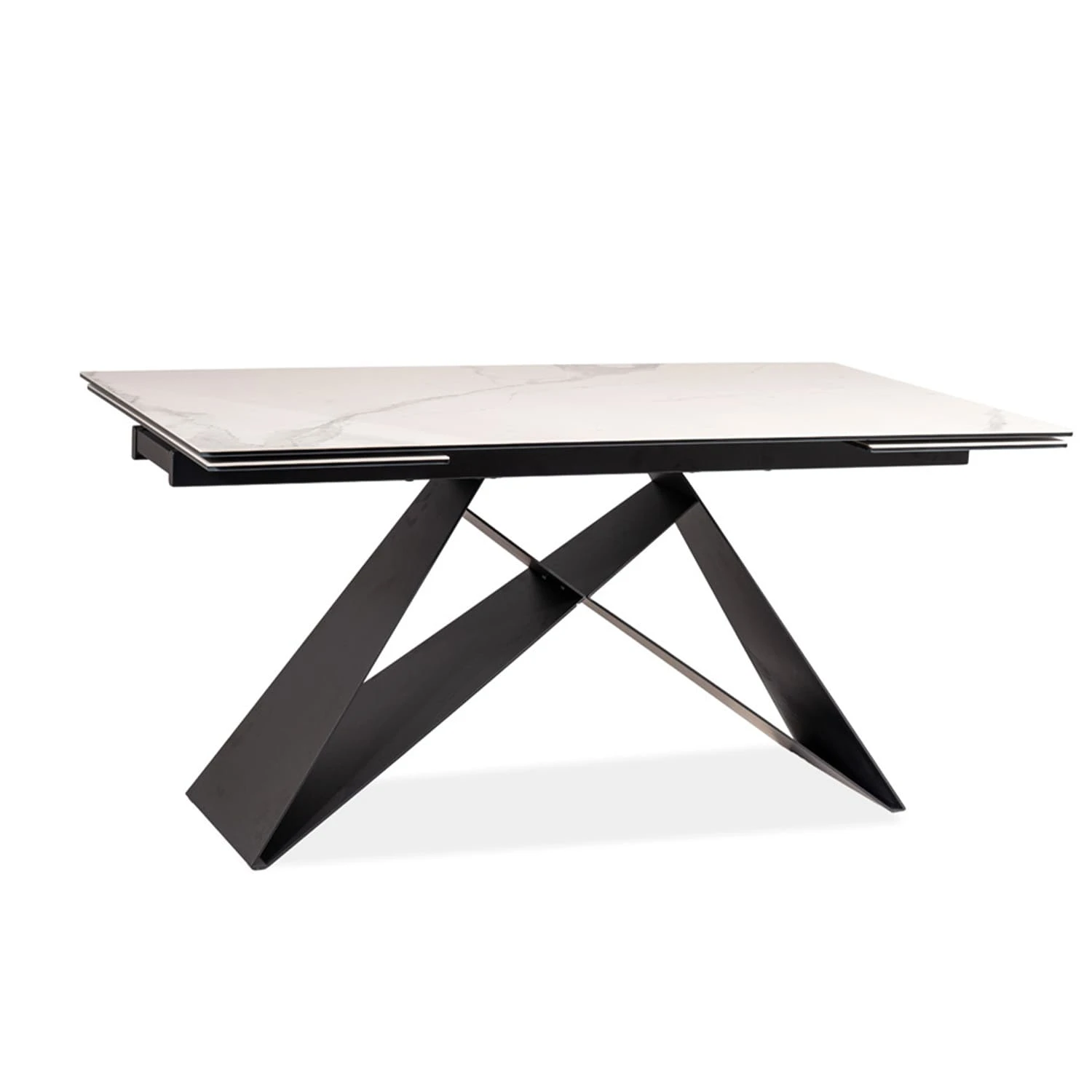 Стіл обідній розкладний Signal Westin III Ceramic 160-240x90x76 білий мармур/чорний матовий