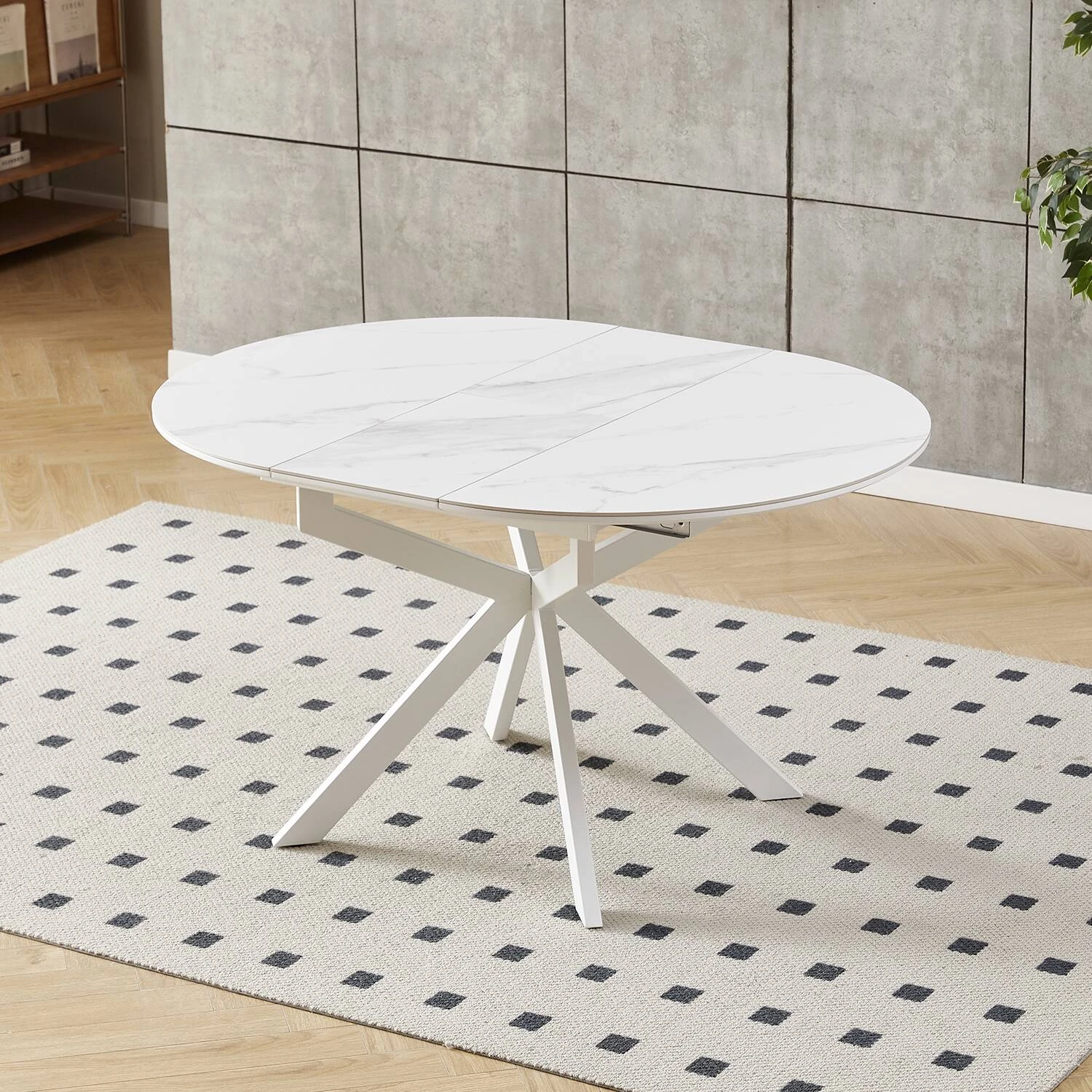 Стіл обідній розкладний Bjorn Atlas 105-138х105х76 Snow white Matt (White leg)