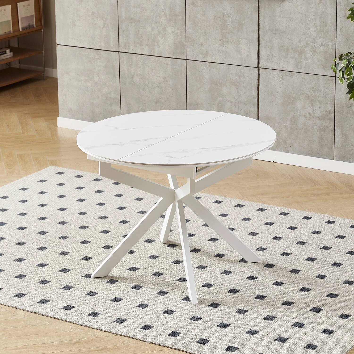 Стіл обідній розкладний Bjorn Atlas 105-138х105х76 Snow white Matt (White leg)