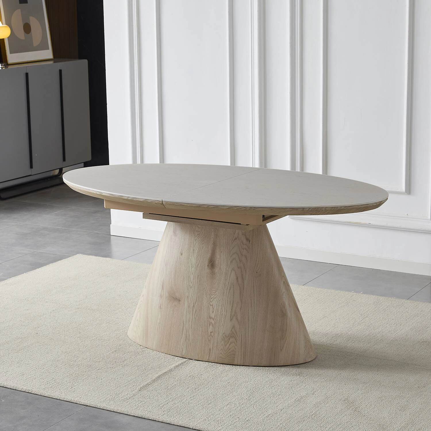Стіл обідній розкладний Bjorn Clement-B 160-200х90х76 Beige Stone matt + wood