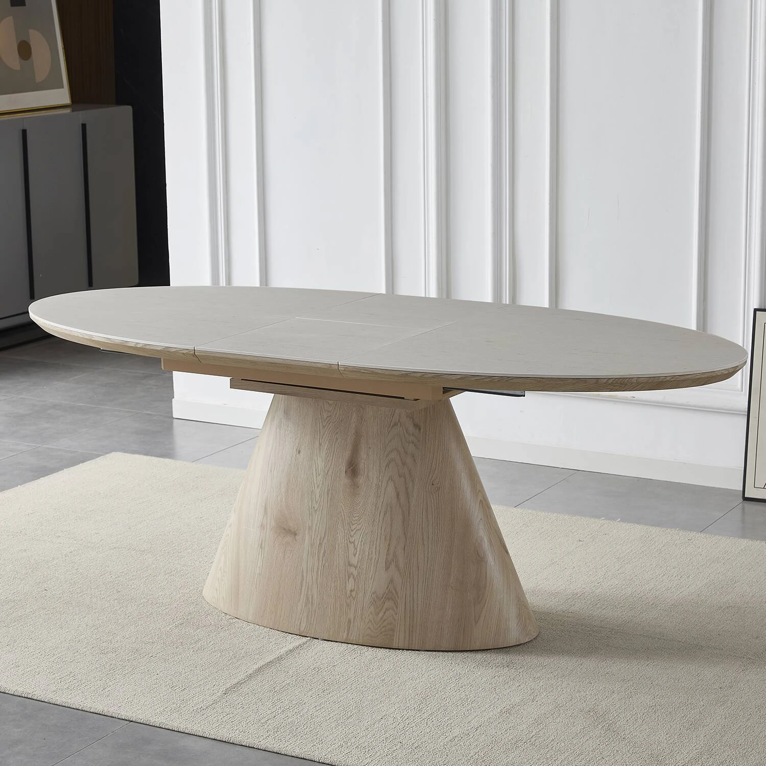 Стіл обідній розкладний Bjorn Clement-B 160-200х90х76 Beige Stone matt + wood