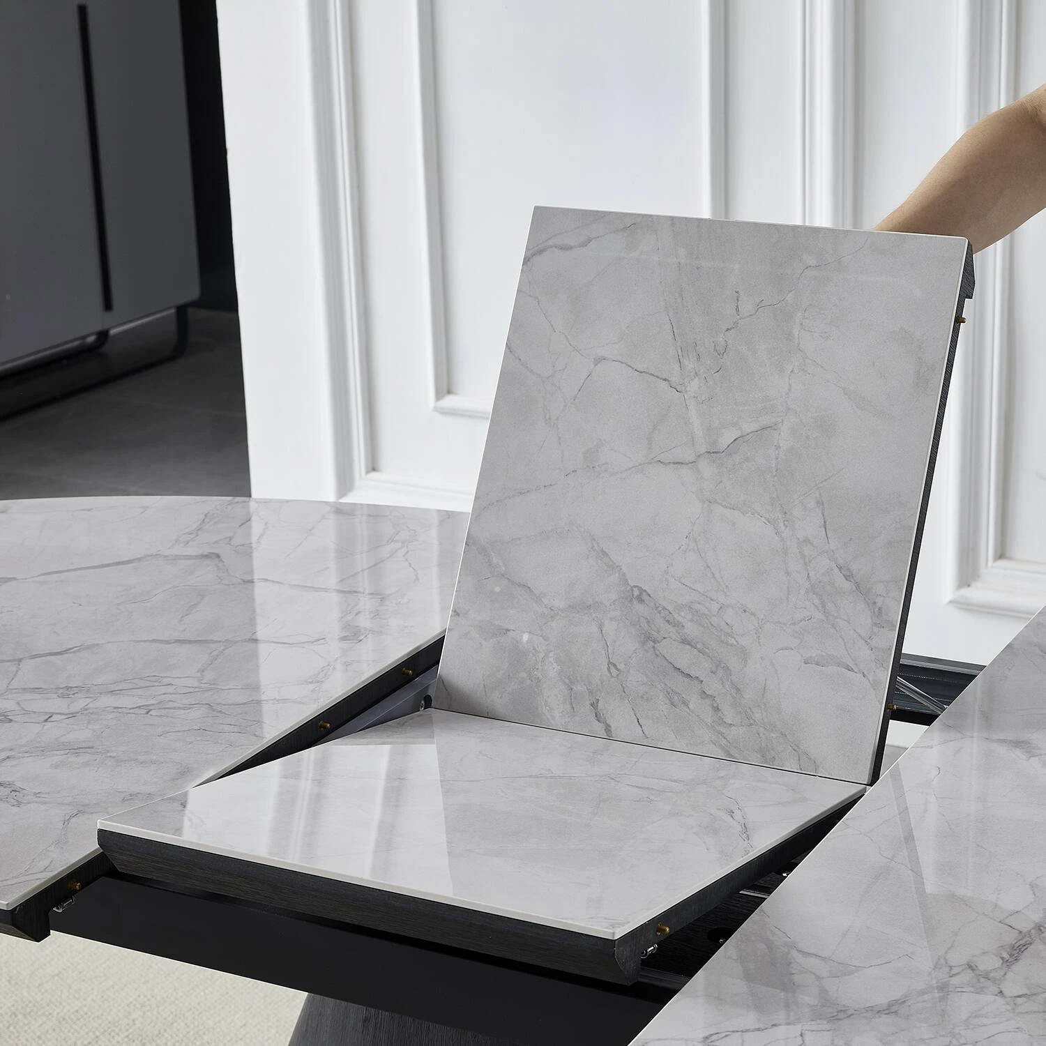 Стіл обідній розкладний Bjorn Clement-B 160-200х90х76 Alpine Grey Glossy