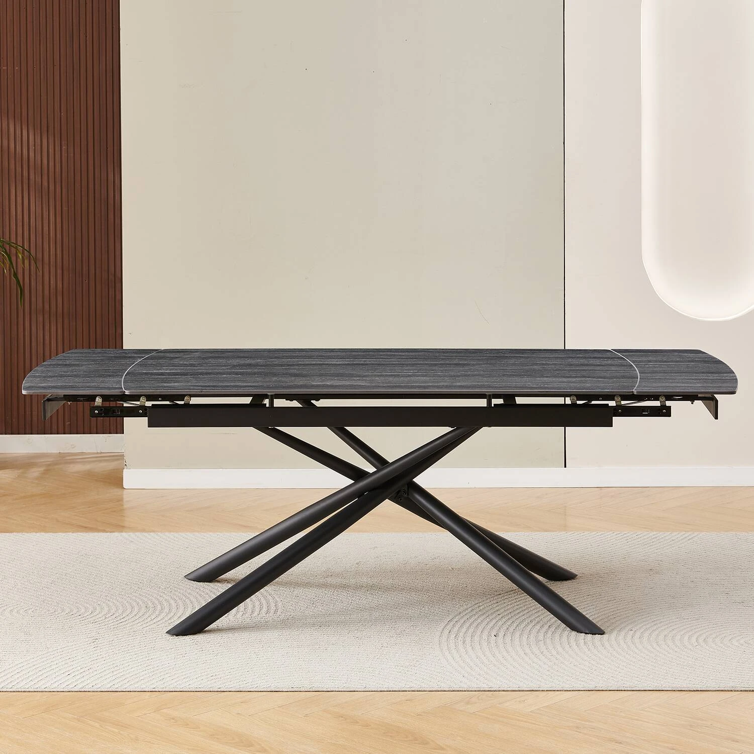 Стіл обідній розкладний Bjorn Philip 160-220х90х76 Black Travertine matt