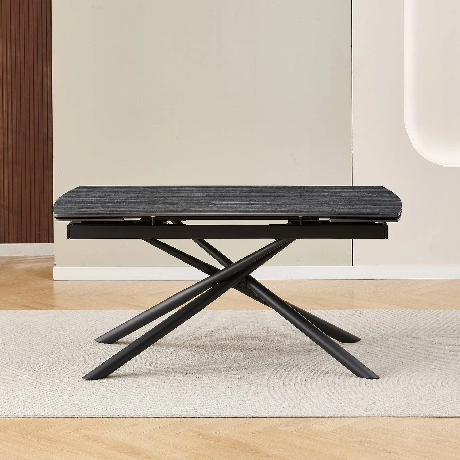 Стіл обідній розкладний Bjorn Philip 160-220х90х76 Black Travertine matt