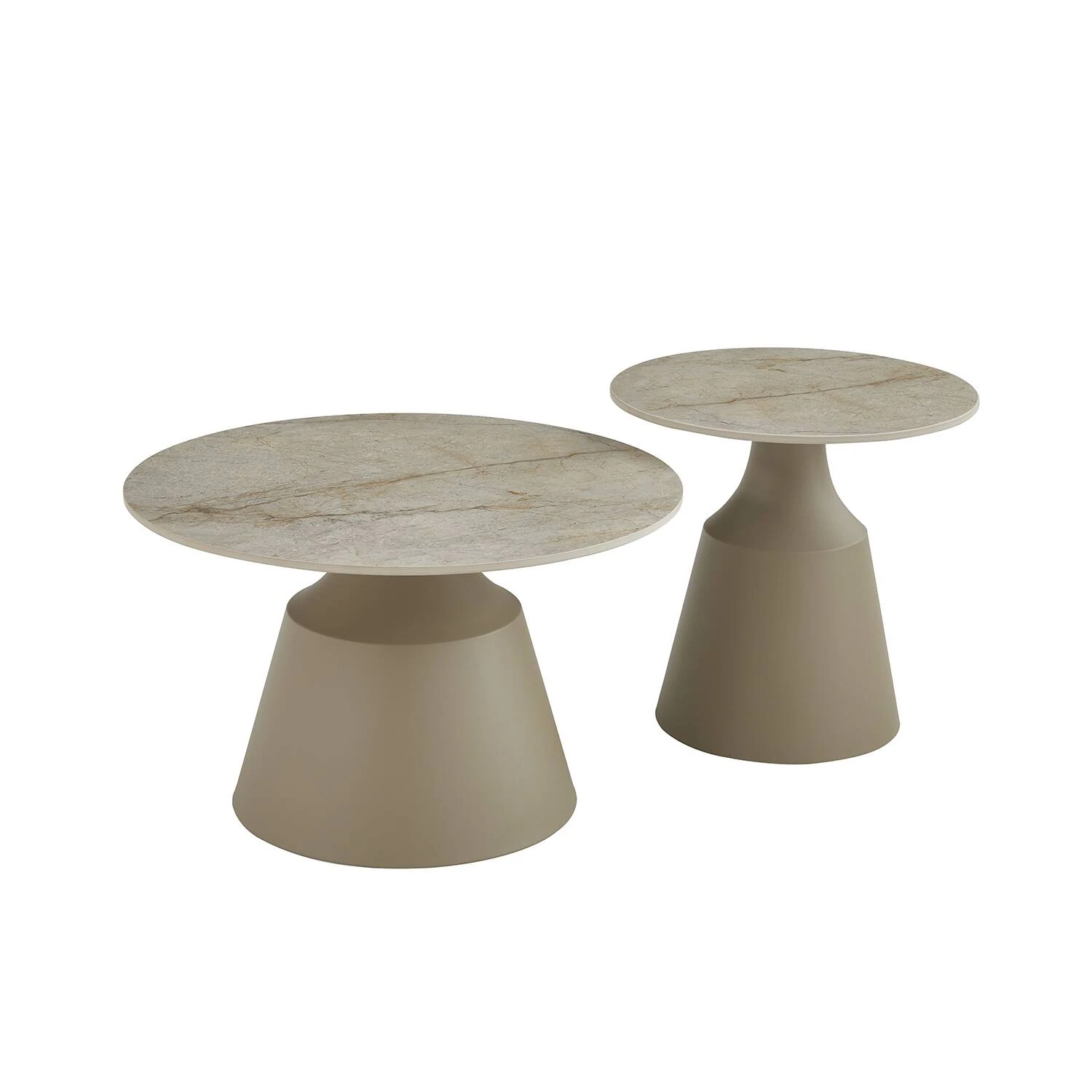 Комплект із 2 журнальних столів Bjorn Hagen d70 + d50 Shks Beige Glossy + Sahara leg