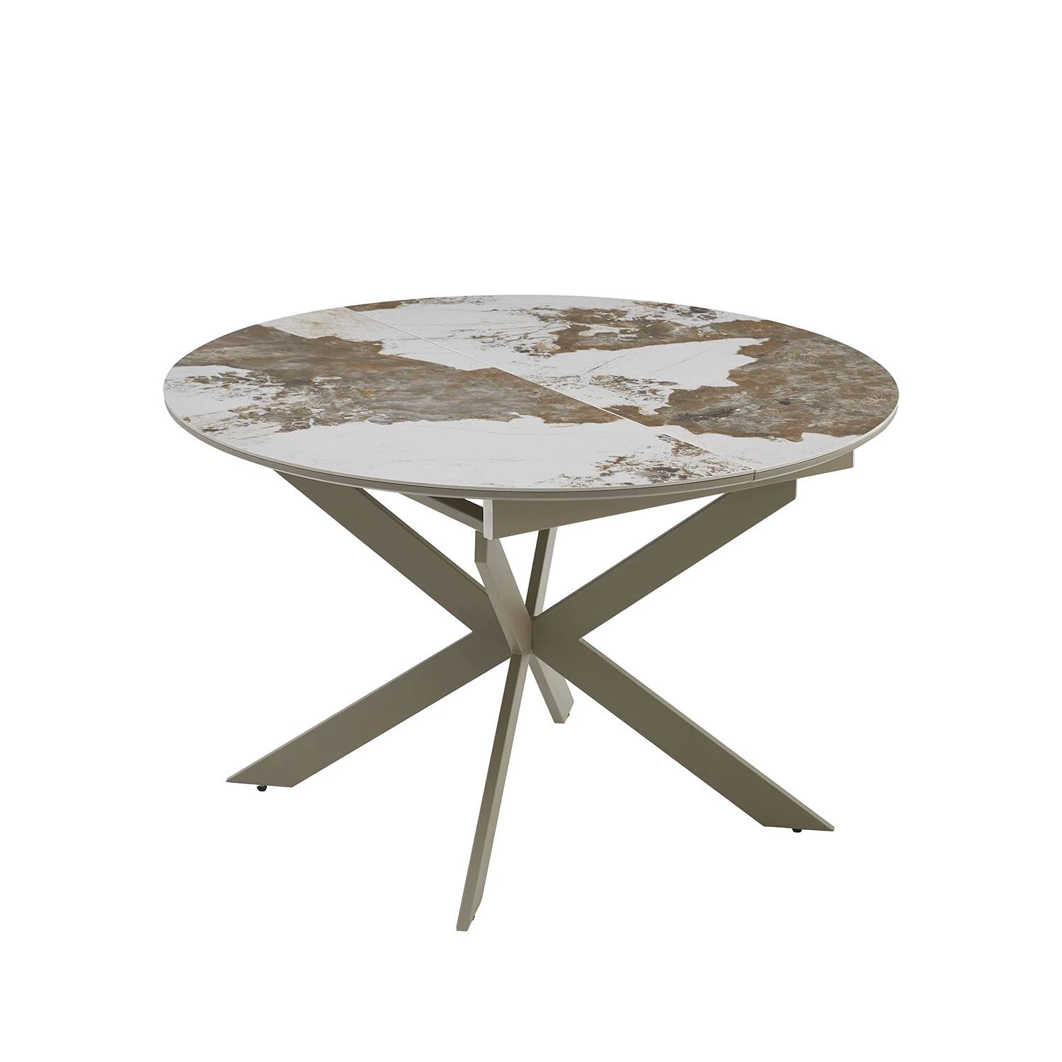 Стіл обідній розкладний Bjorn Atlas 120-160х120х76 Beige Pandora Glossy (Sahara leg)