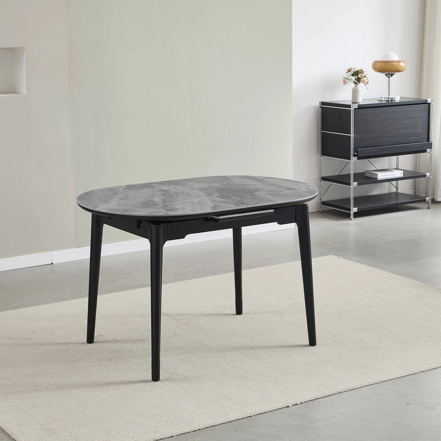 Стіл обідній розкладний Bjorn Askold Ellipse 120-150x80x76 Bonnie Grey Glossy