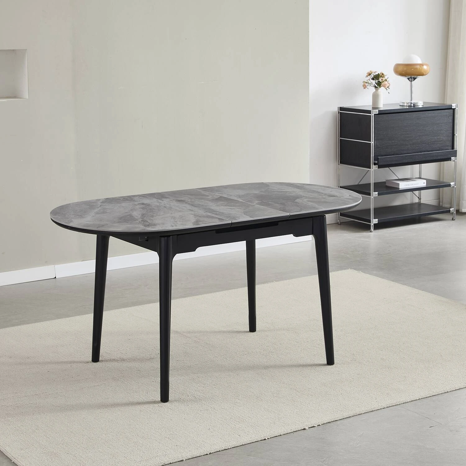 Стіл обідній розкладний Bjorn Askold Ellipse 120-150x80x76 Bonnie Grey Glossy