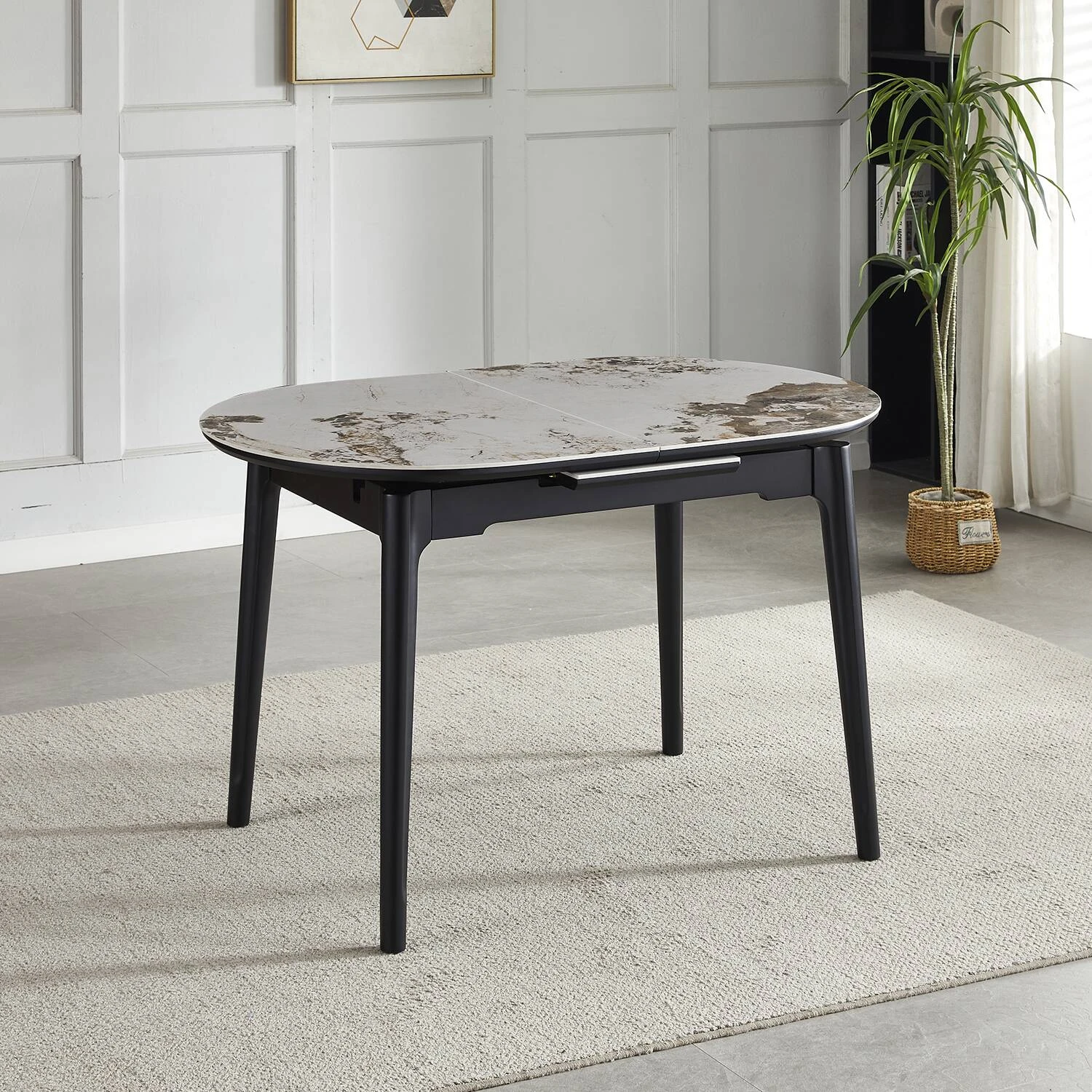 Стіл обідній розкладний Bjorn Askold Ellipse 120-150x80x76 Pandora Glossy