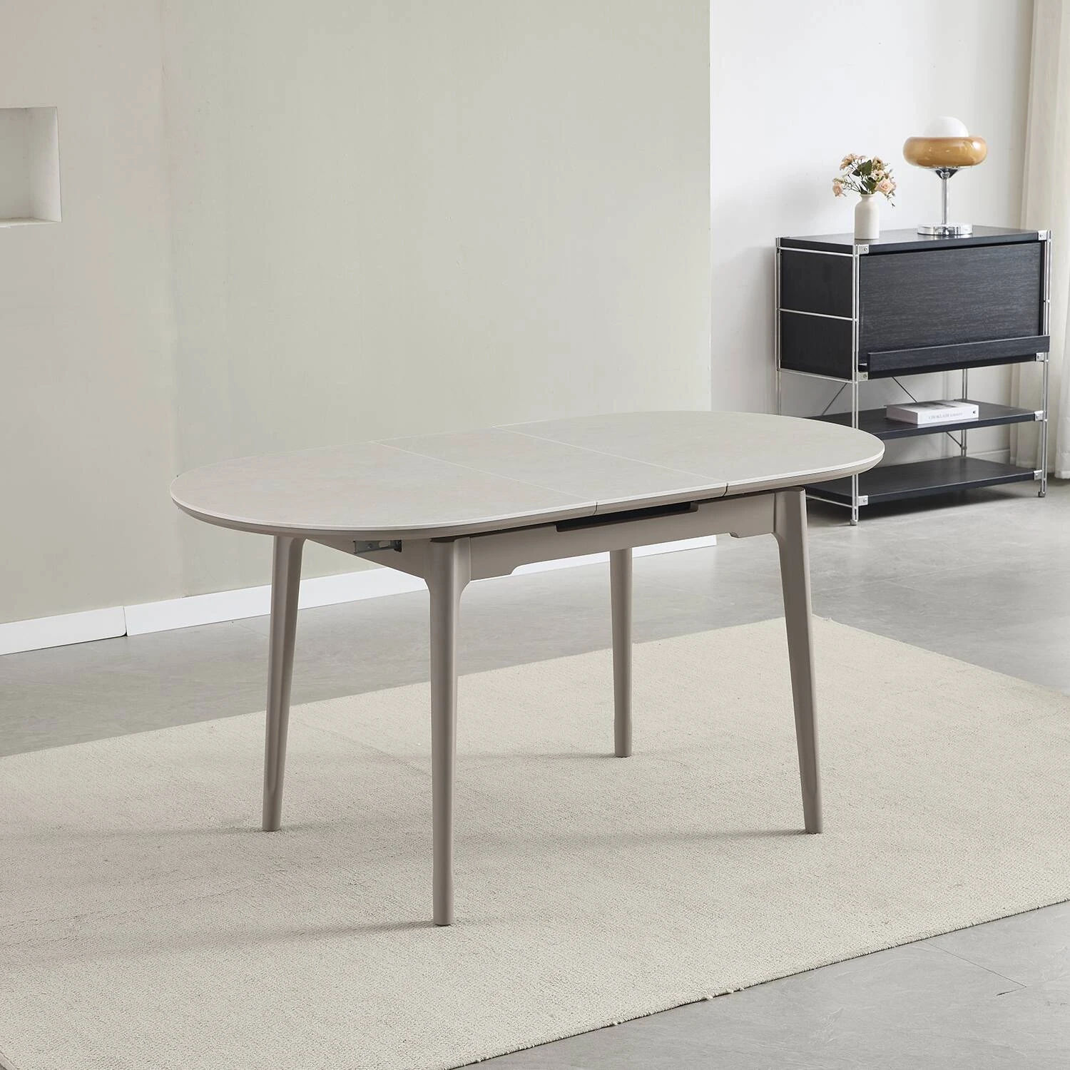 Стіл обідній розкладний Bjorn Askold Ellipse 120-150x80x76 Roman Stone Matt + Cocoa leg