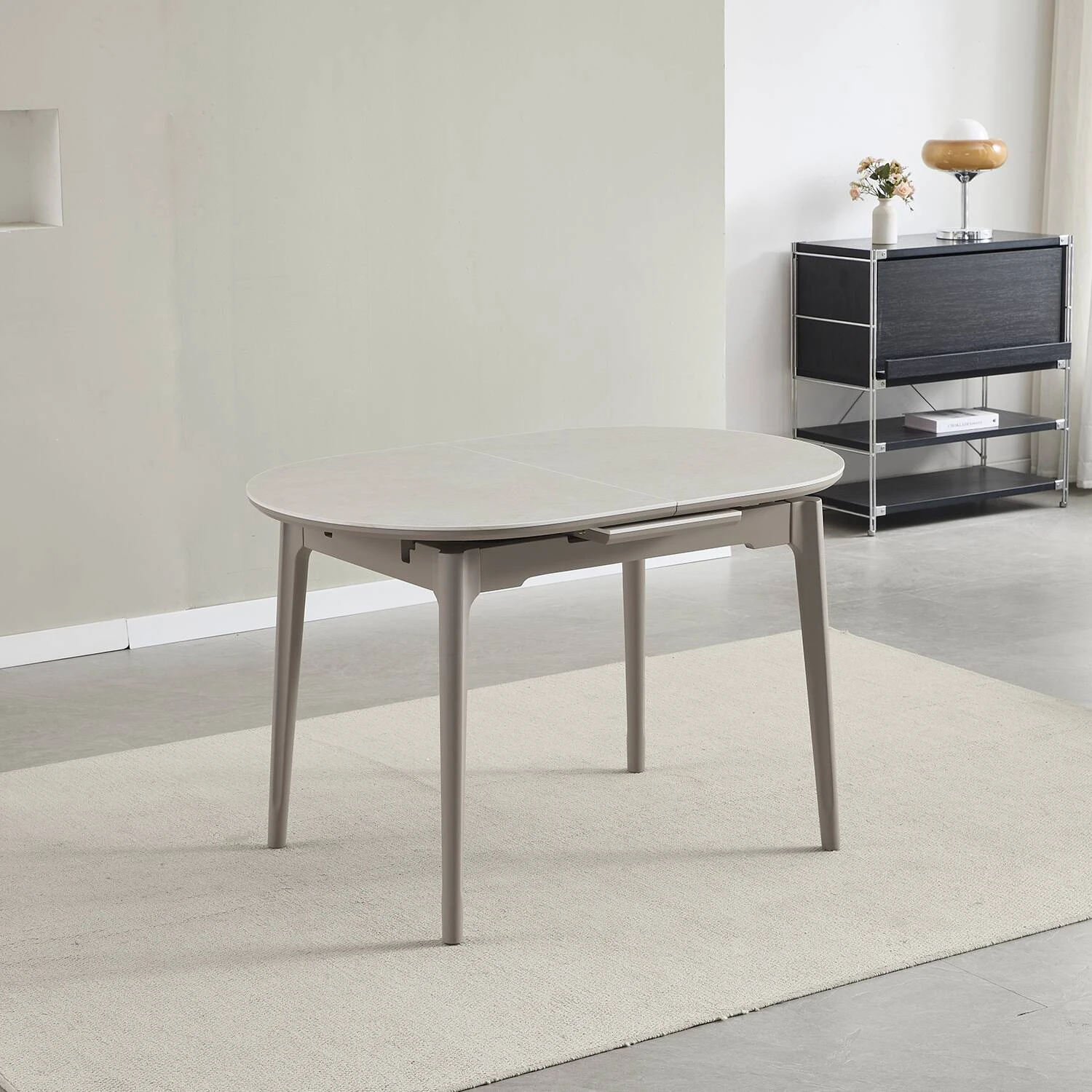 Стіл обідній розкладний Bjorn Askold Ellipse 120-150x80x76 Roman Stone Matt + Cocoa leg