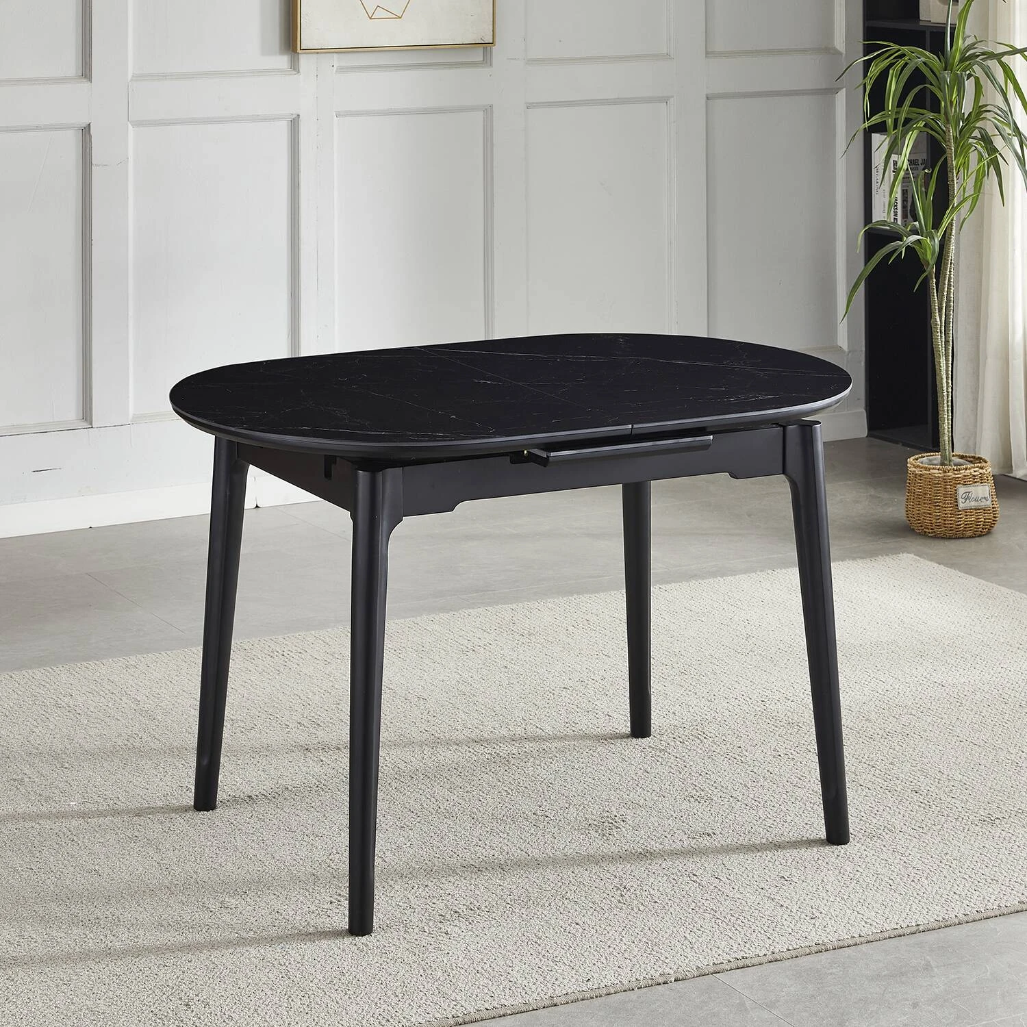 Стіл обідній розкладний Bjorn Askold Ellipse 120-150x80x76 Shks Black Matt