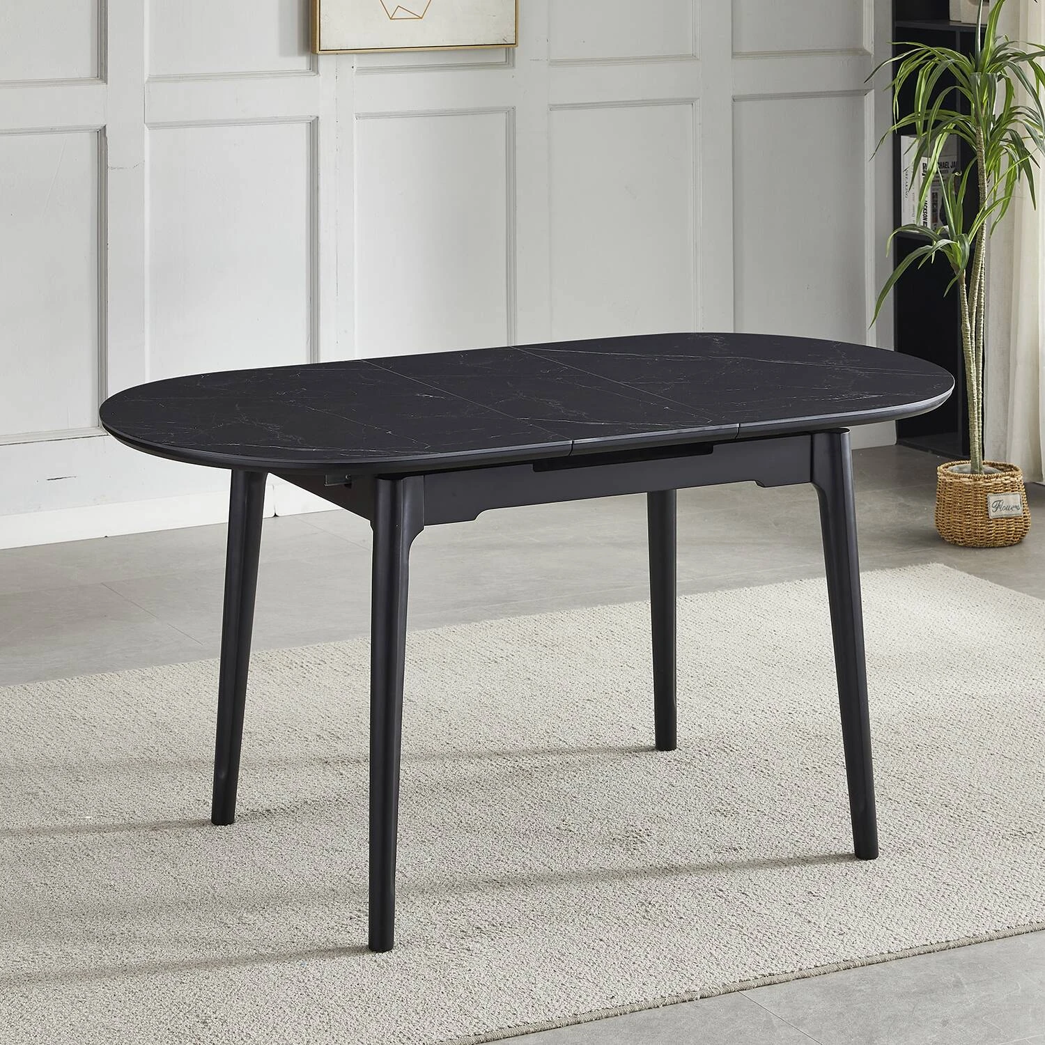 Стіл обідній розкладний Bjorn Askold Ellipse 120-150x80x76 Shks Black Matt