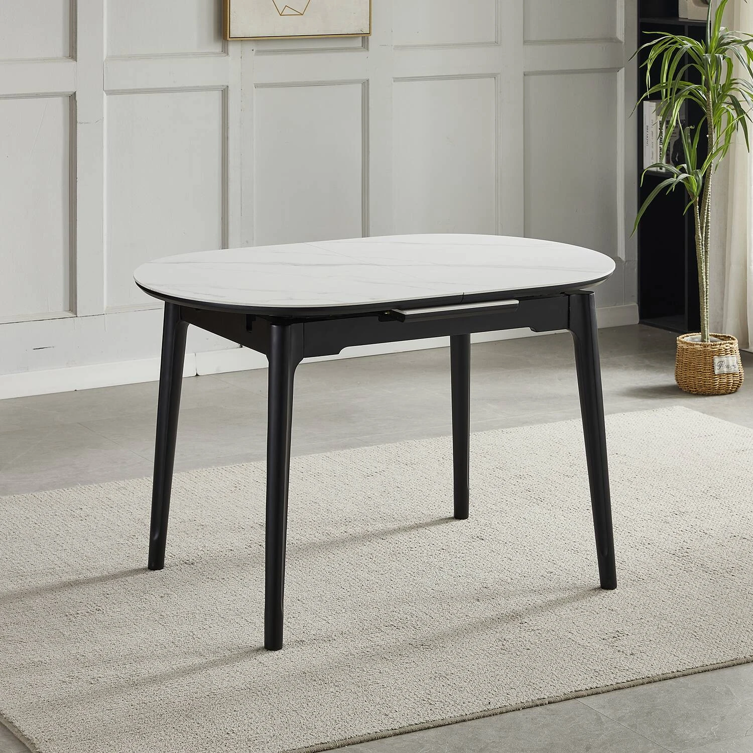 Стіл обідній розкладний Bjorn Askold Ellipse 120-150x80x76 Snow White Matt