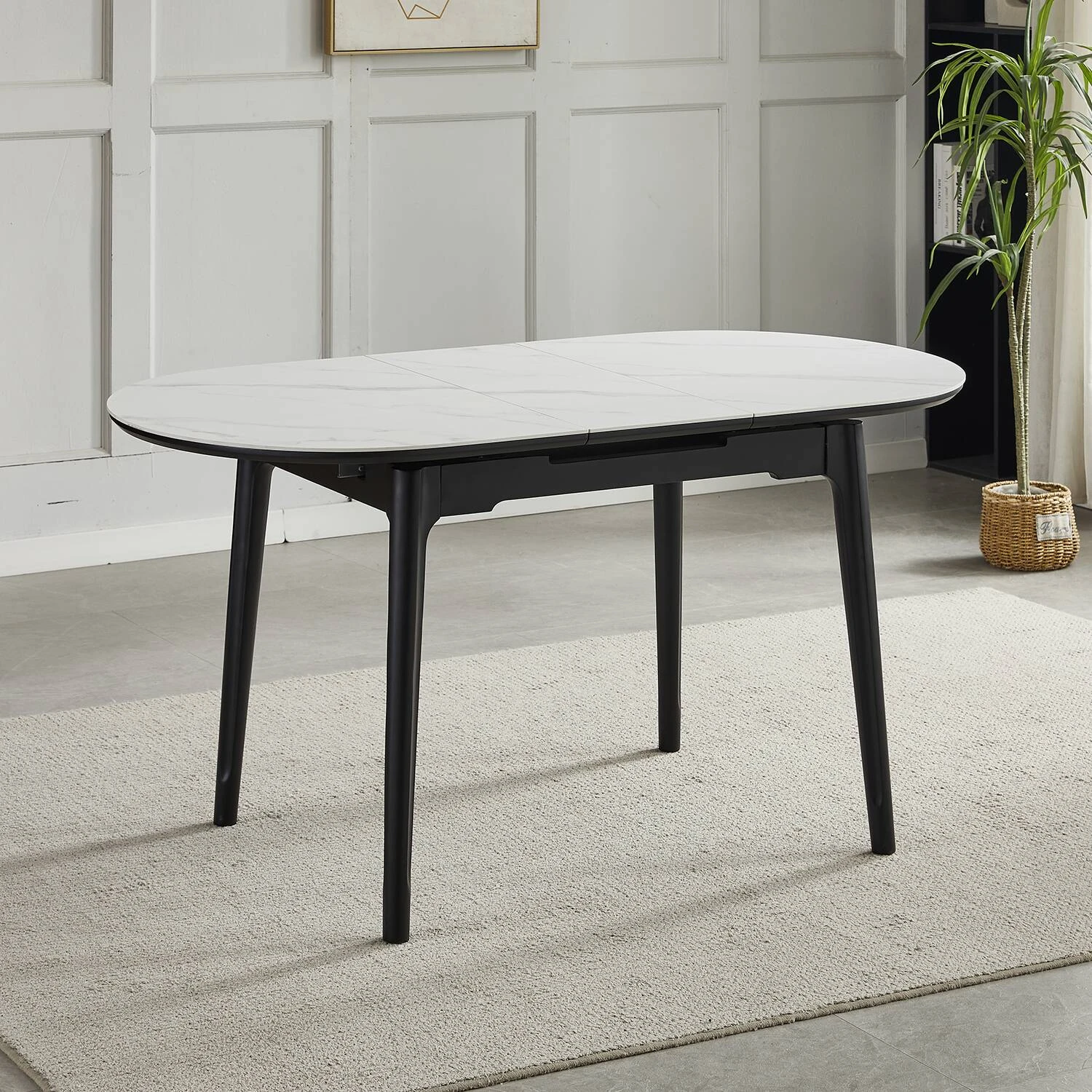 Стіл обідній розкладний Bjorn Askold Ellipse 120-150x80x76 Snow White Matt