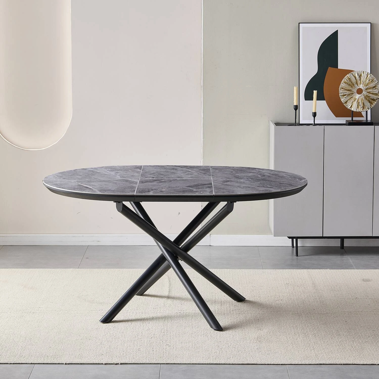 Стіл обідній розкладний Bjorn Lunar R 105-145х105х75 Bonnie Grey Glossy