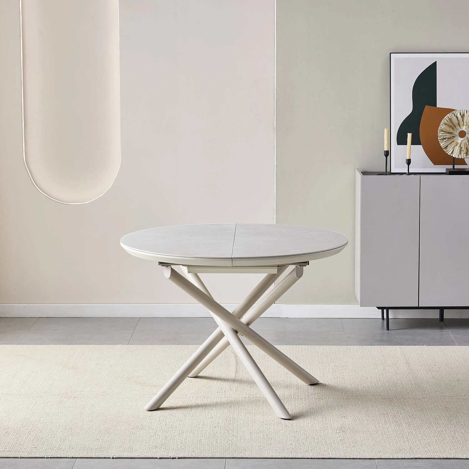 Стіл обідній розкладний Bjorn Lunar R 105-145х105х75 Sahara Carmen LG Matt + Sahara leg