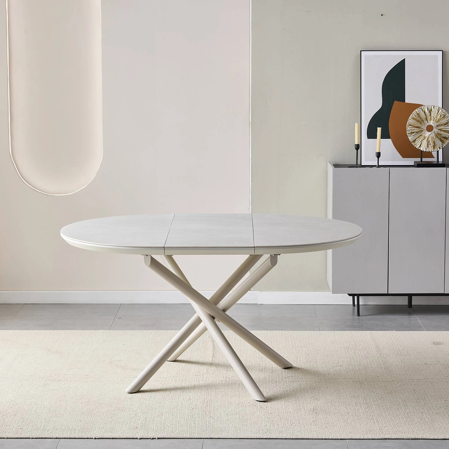 Стіл обідній розкладний Bjorn Lunar R 105-145х105х75 Sahara Carmen LG Matt + Sahara leg