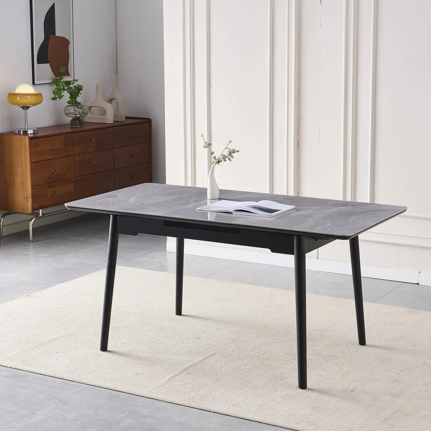Стіл обідній розкладний Bjorn Torino 120-160x80x76 Italy Grey Glossy