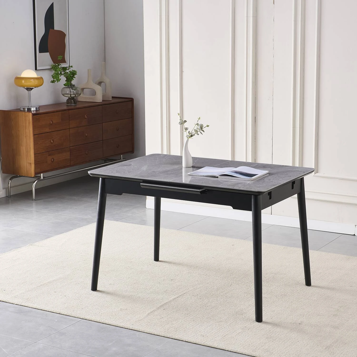 Стіл обідній розкладний Bjorn Torino 120-160x80x76 Italy Grey Glossy