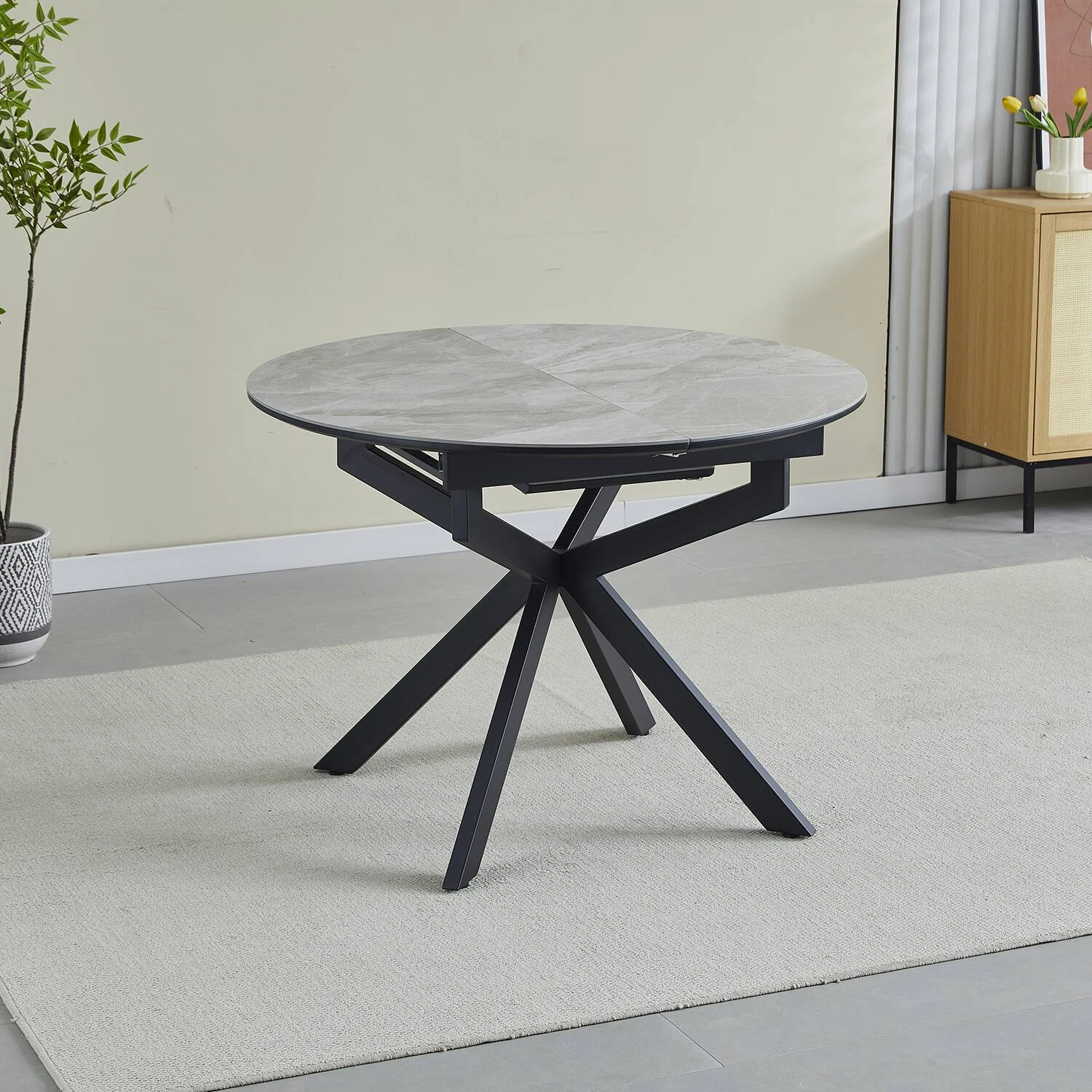 Стіл обідній розкладний Bjorn Atlas 105-138х105х76 Italy grey Glossy