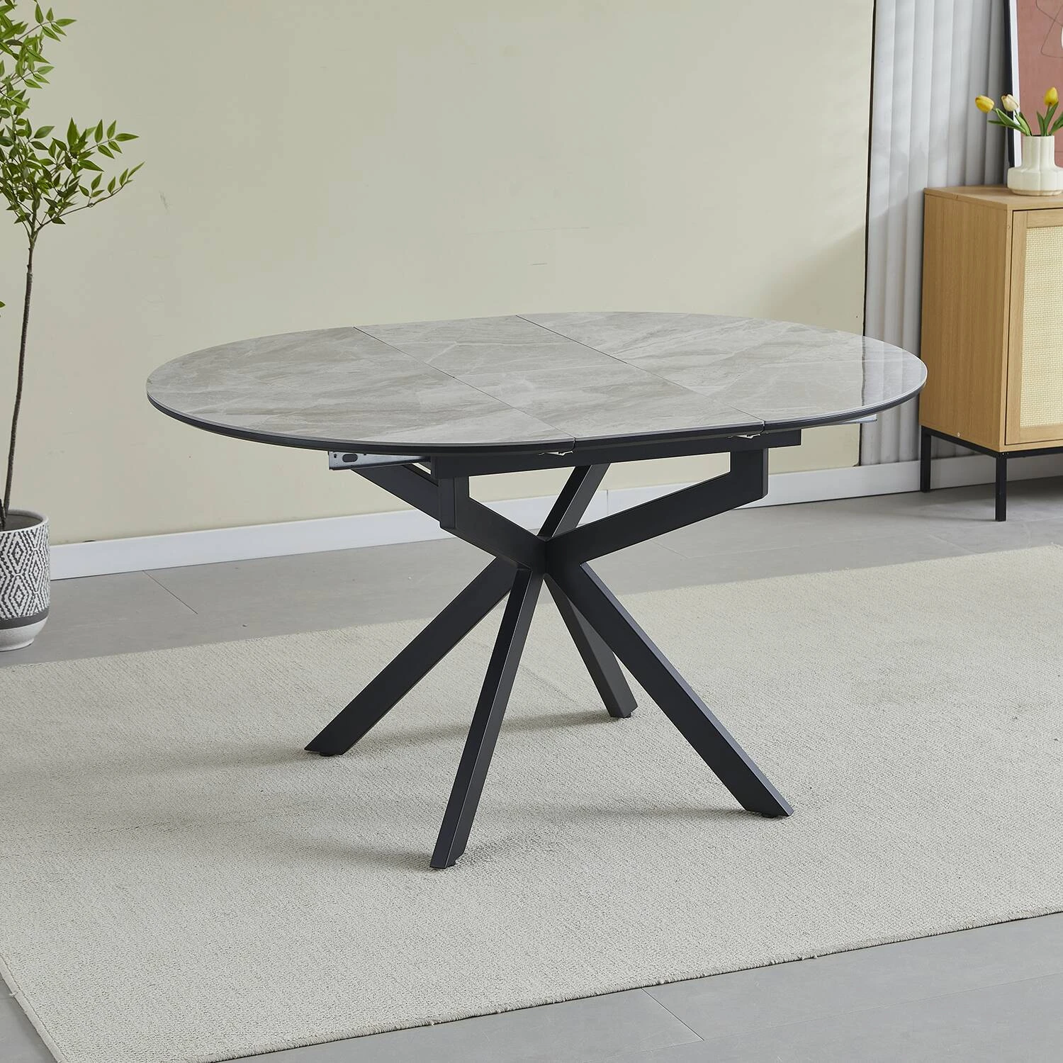 Стіл обідній розкладний Bjorn Atlas 105-138х105х76 Italy grey Glossy