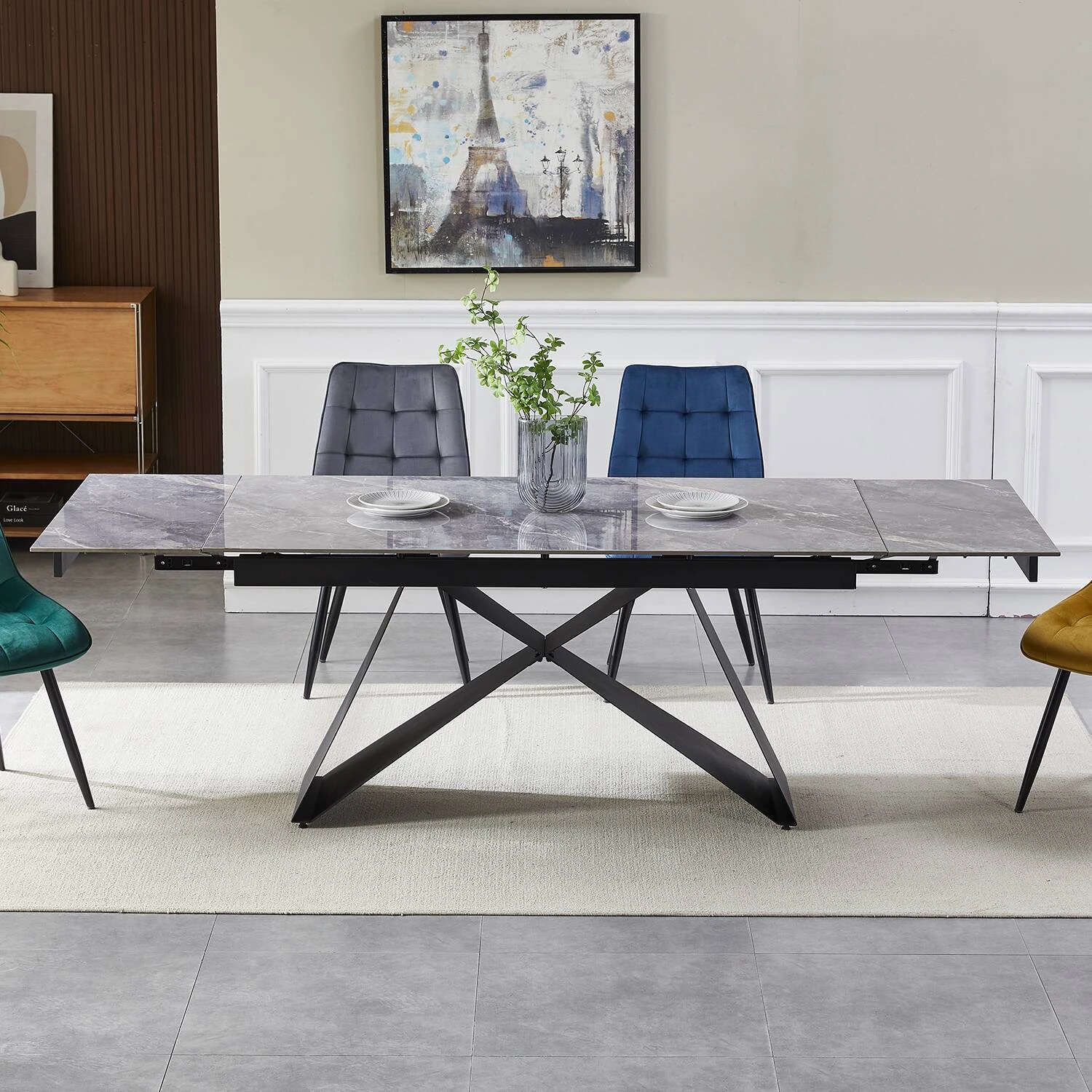 Стіл обідній розкладний Bjorn Roland 160-240x90x76 Bonis Grey Glossy