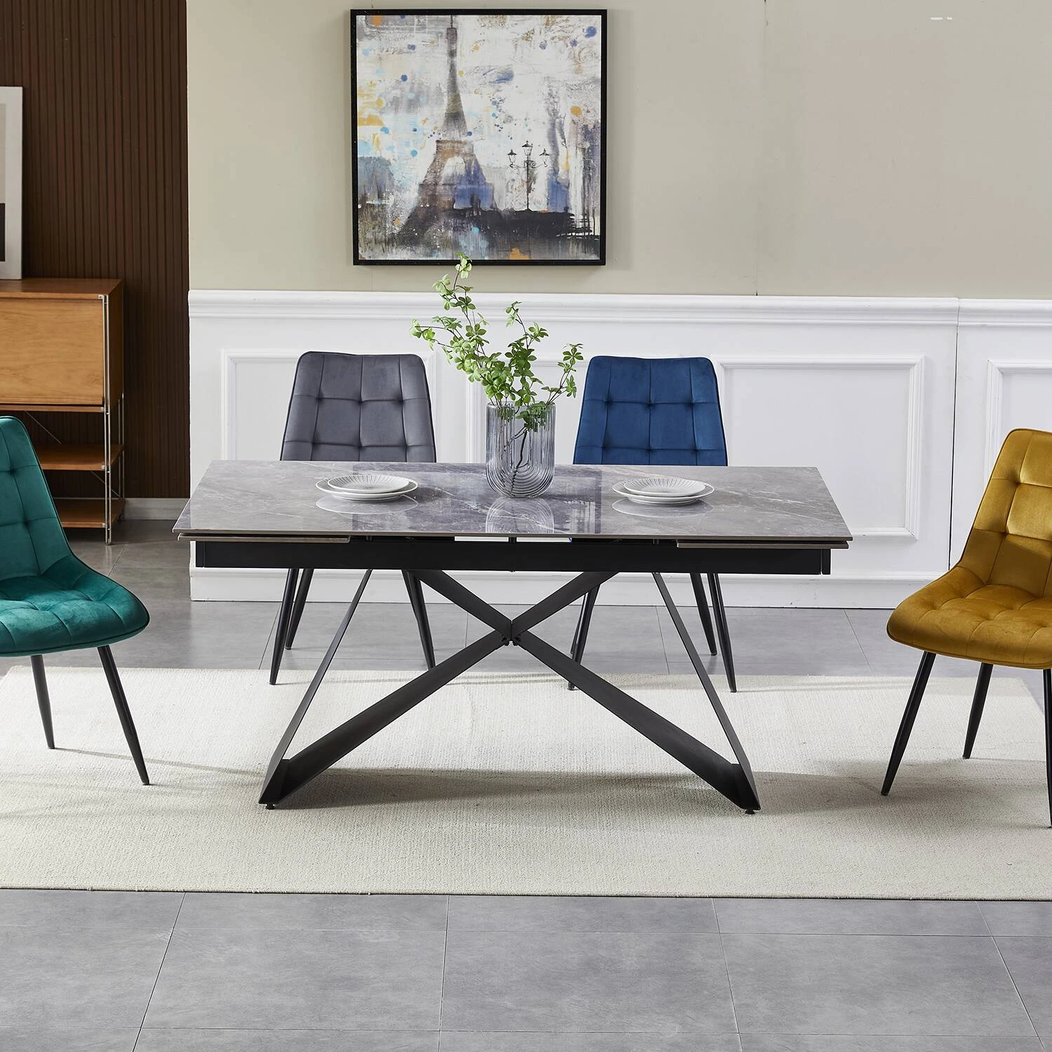 Стіл обідній розкладний Bjorn Roland 160-240x90x76 Bonis Grey Glossy