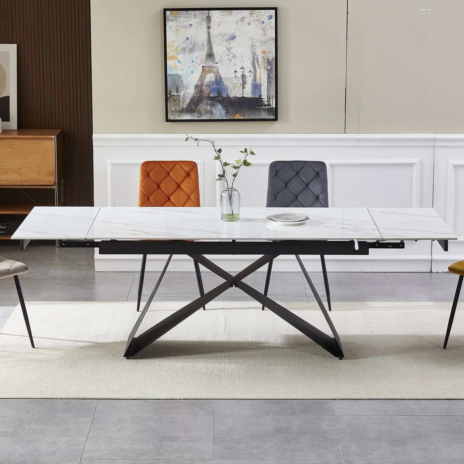 Стіл обідній розкладний Bjorn Roland 160-240x90x76 Rampas Gold Glossy