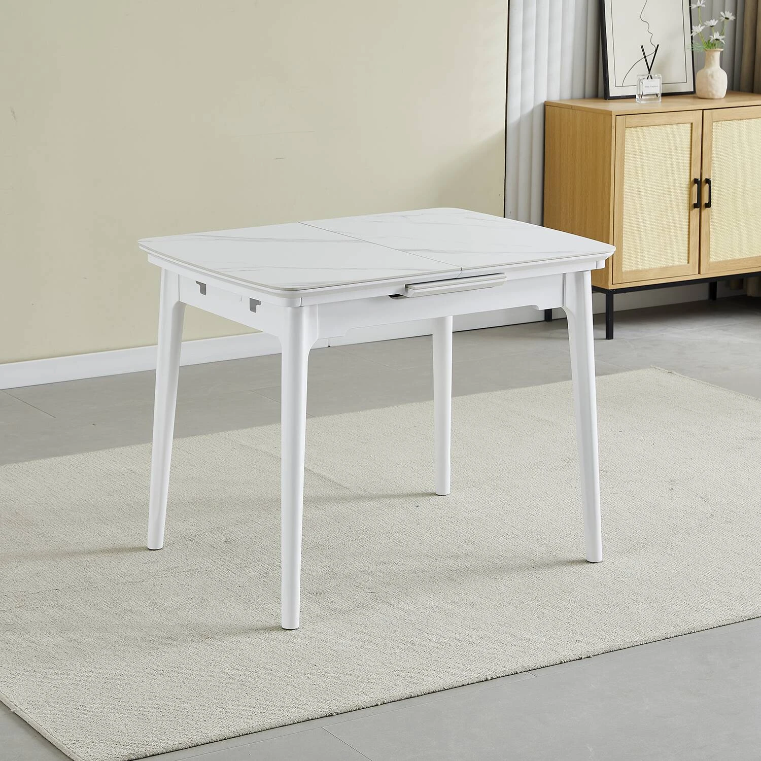 Стіл обідній розкладний Bjorn Askold 95-120х70х76 Snow White Matt (white legs)